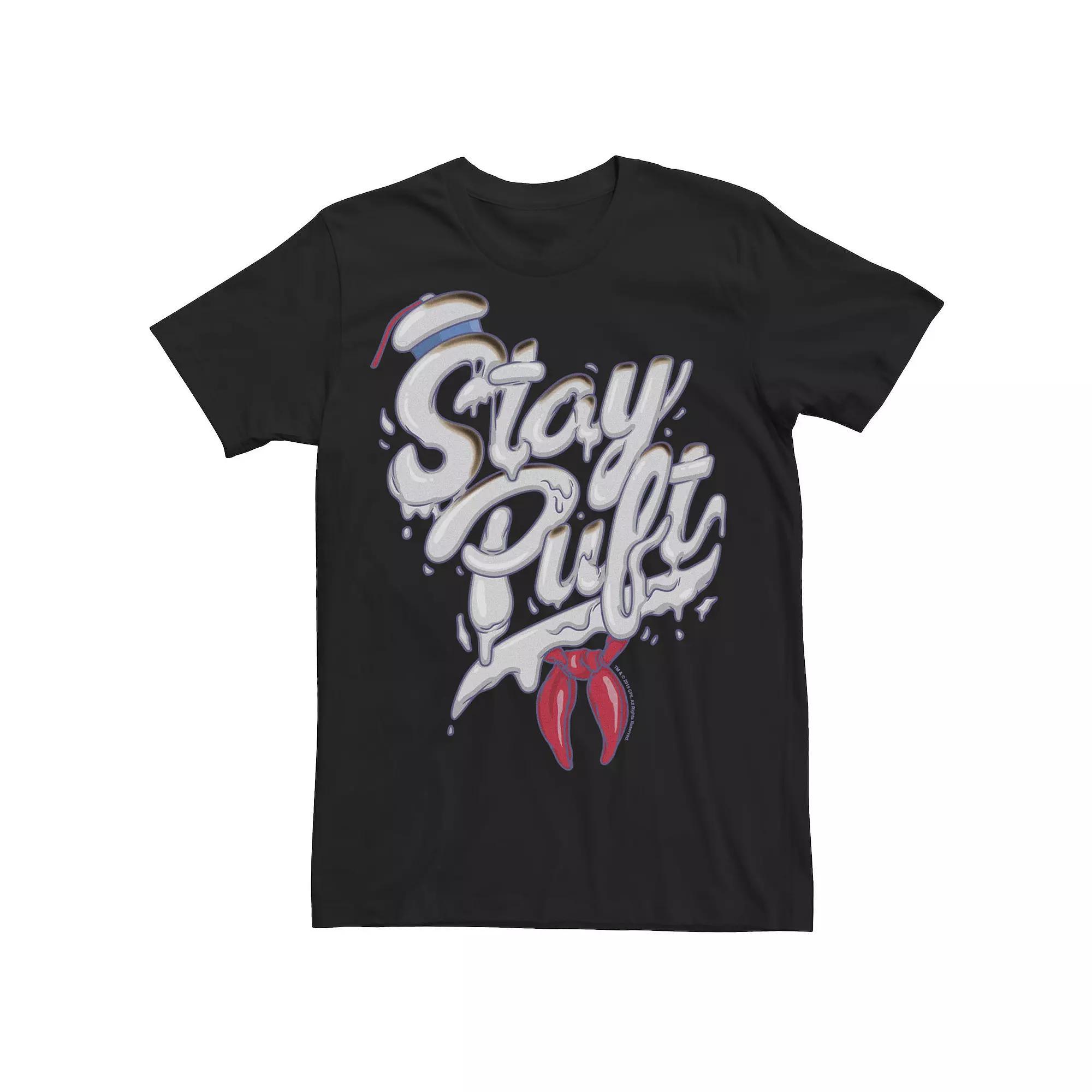 Men's Ghostbusters Stay Puft Marshmallow Font Tee, Size: 3XL, Black Product Image