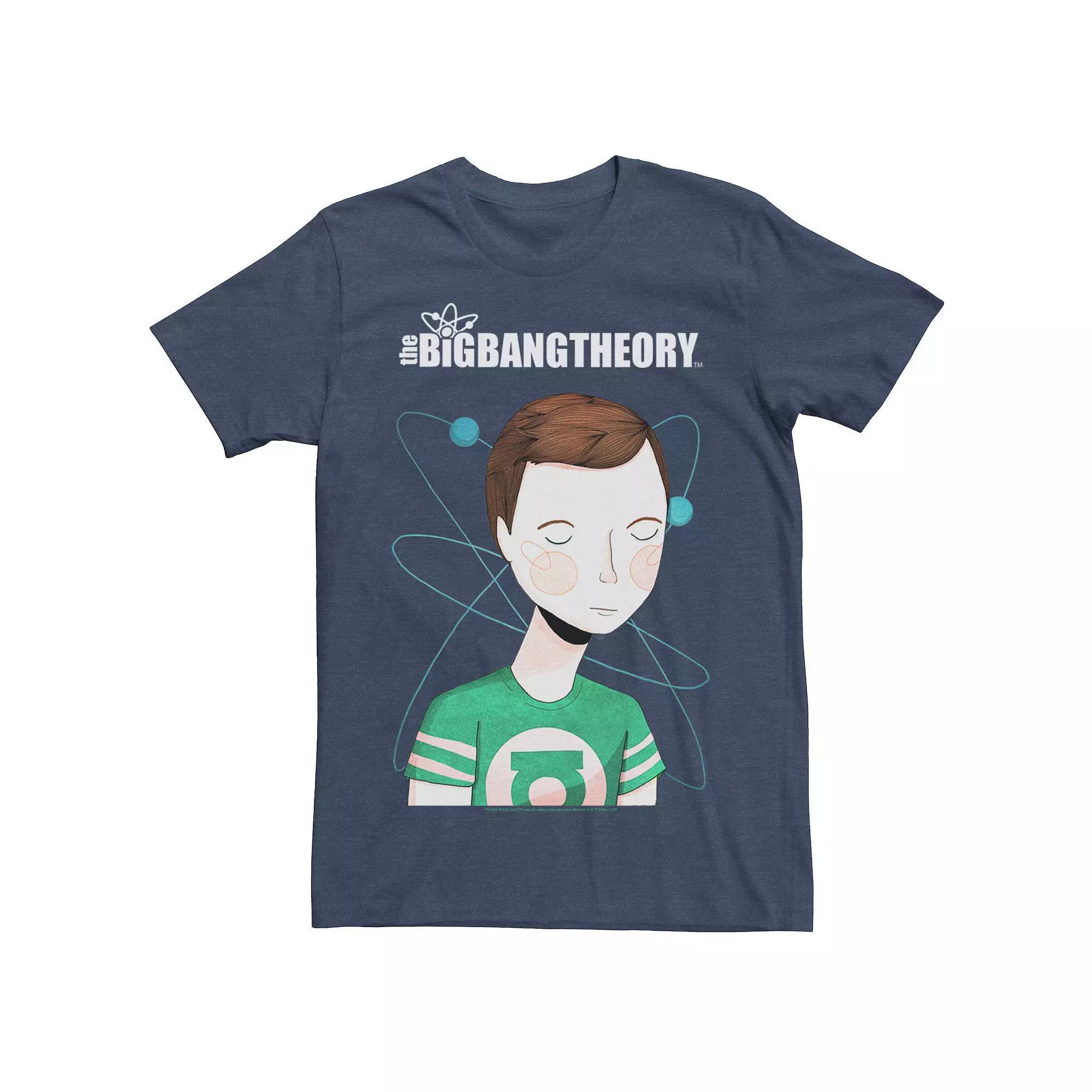 Men's The Big Bang Theory Sheldon Simple Cartoon Portrait Tee, Size: Medium, Navy Grey Product Image