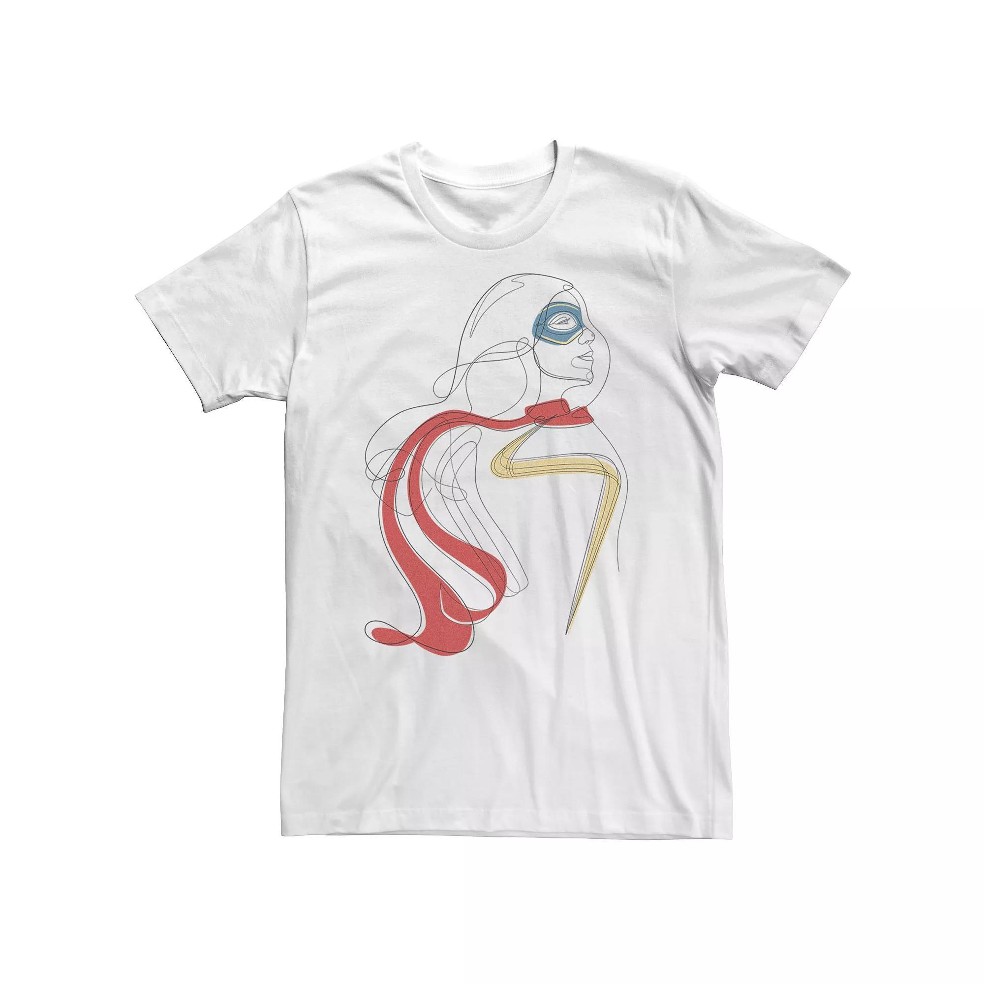 Big & Tall Marvel Ms Marve Line Sketch Tee, Men's, Size: 4XL, White Product Image