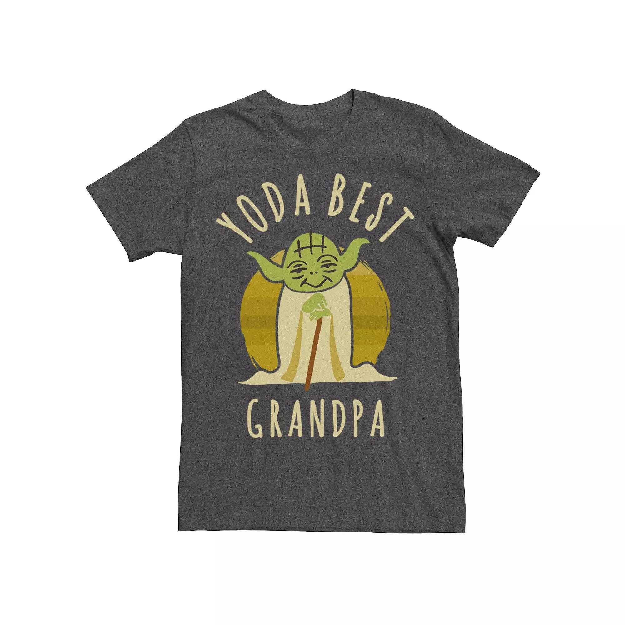 Mens Star Wars Yoda Best Grandpa Cartoon Yoda Tee Grey Heather Product Image