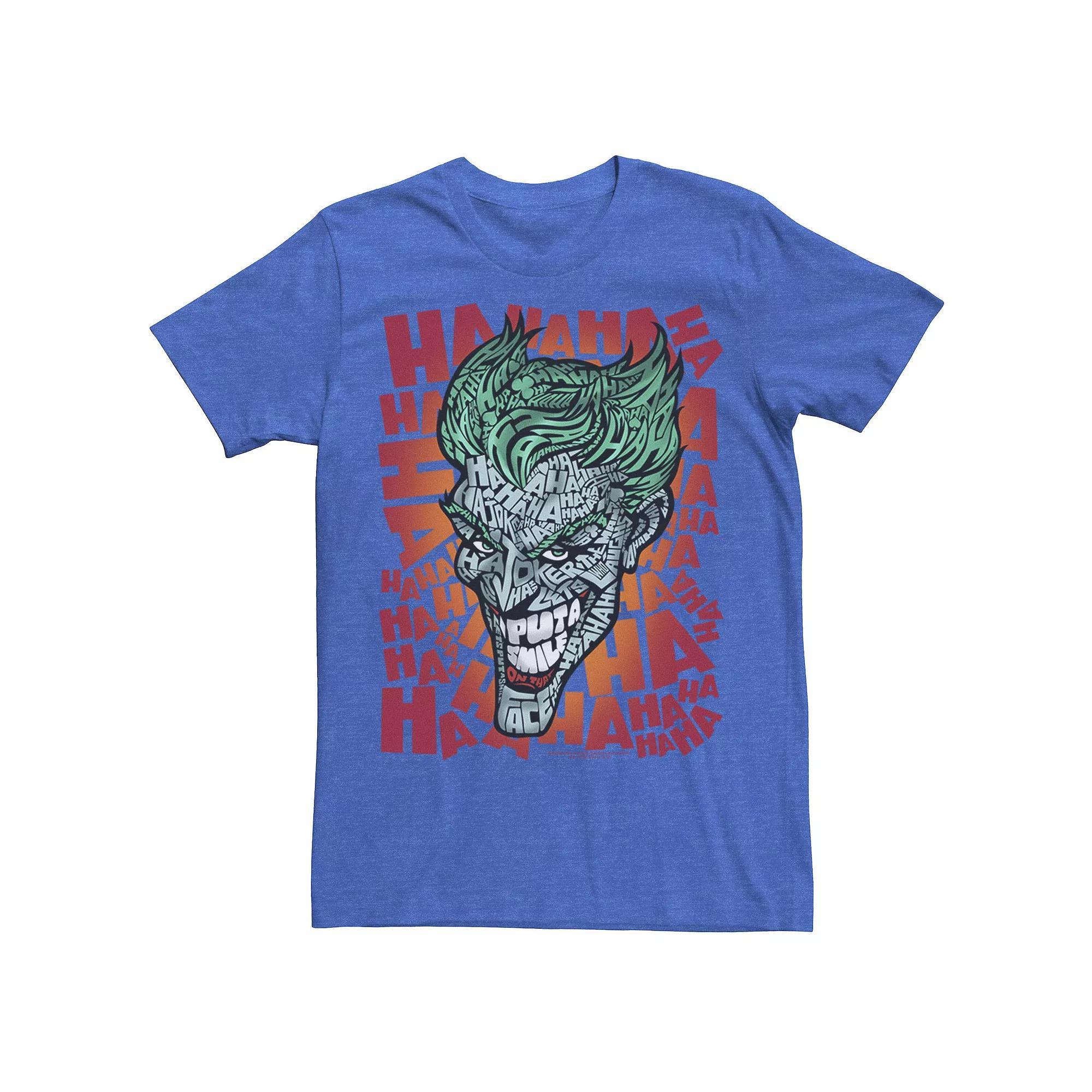 Men's DC Comics The Joker Text Fill Big Face Tee, Size: Small, Royal Grey Product Image