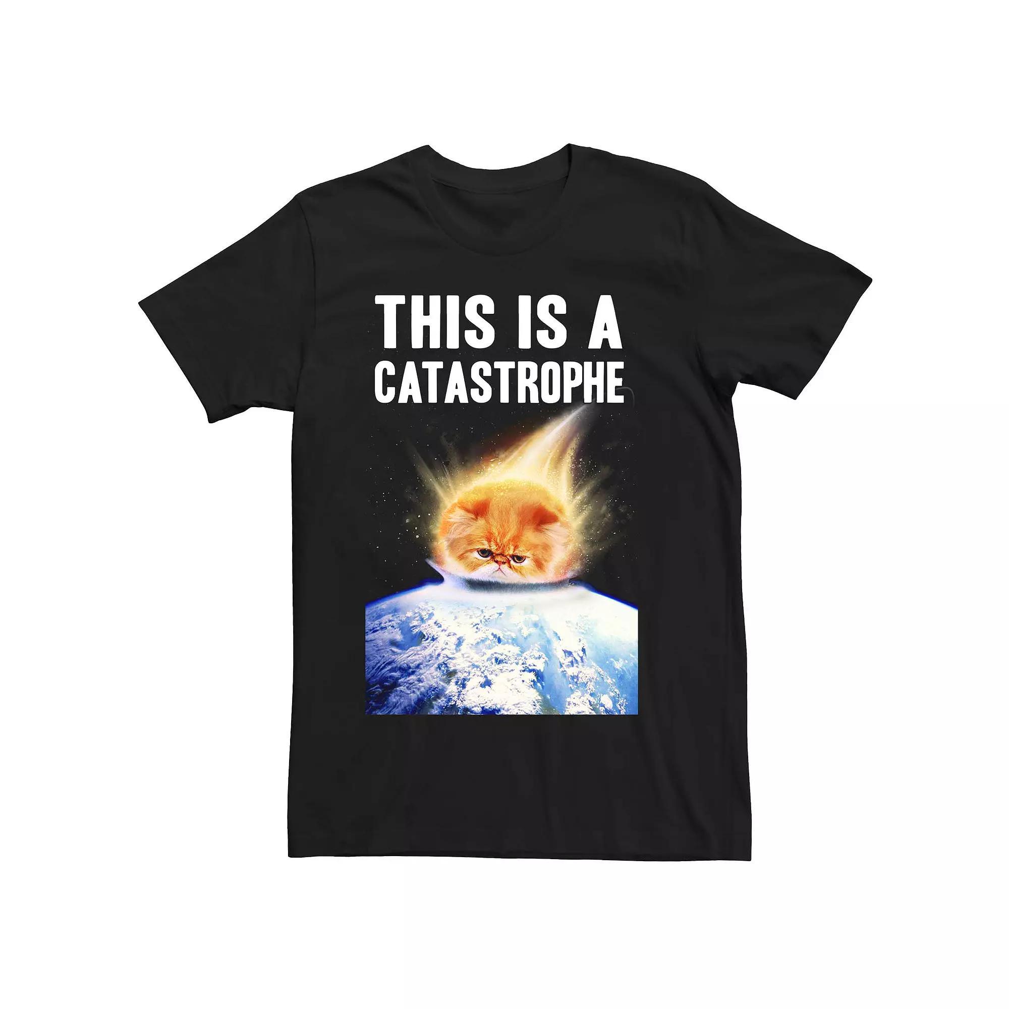 Men's Catastrophe Meteor Cat Humor Graphic Tee, Size: XXL, Black Product Image