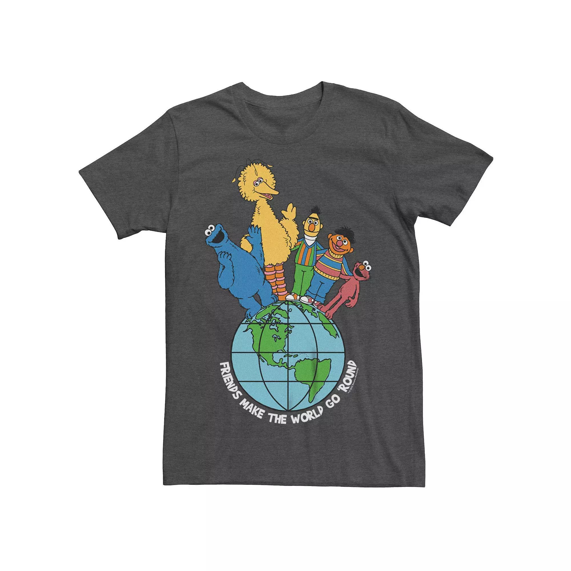 Big & Tall Sesame Street Friends Make The World Go Round Tee, Men's, Size: XL Tall, Grey Heather Product Image