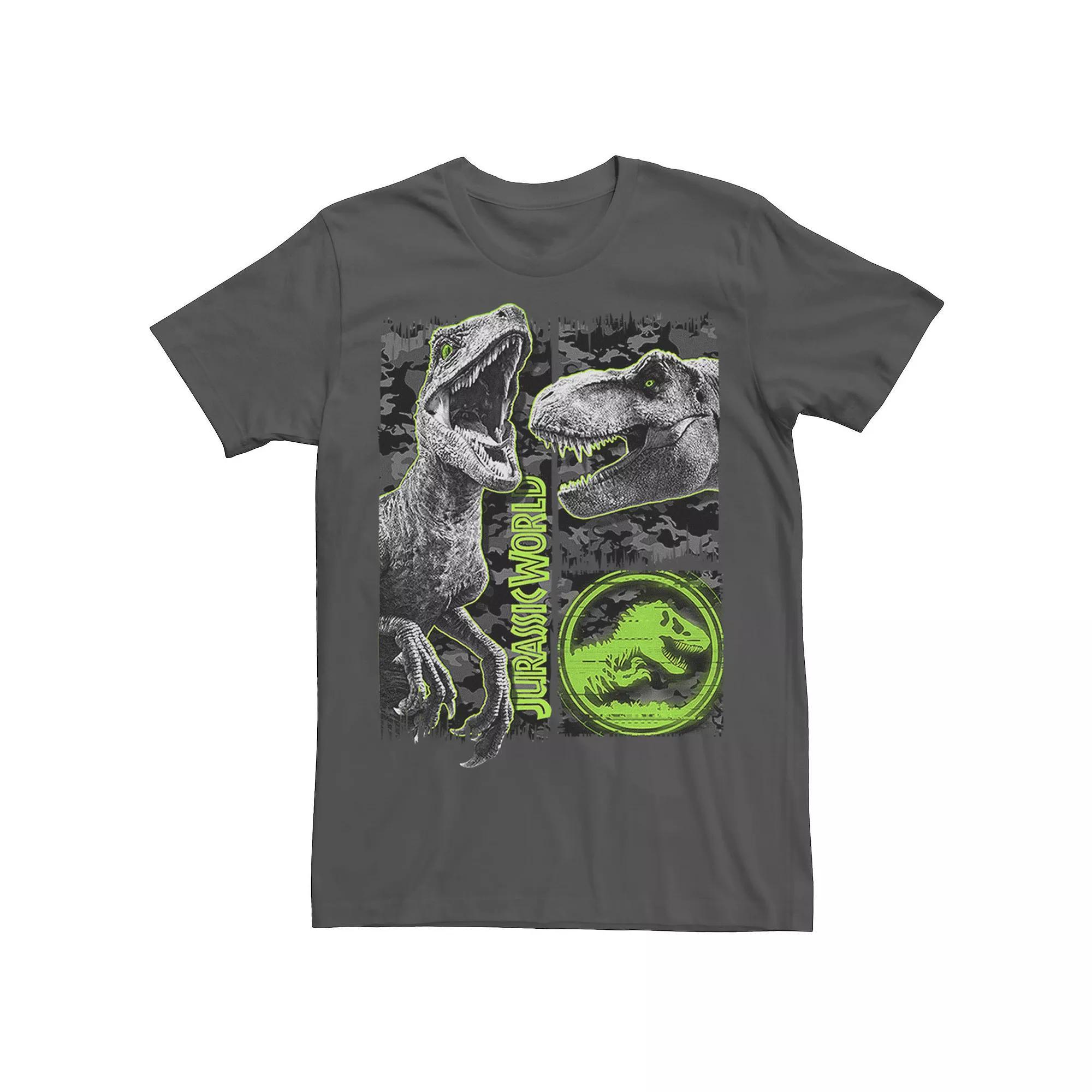 Men's Jurassic World Two Raptor T-Rex Camo Scratch Tee, Size: Small, Athletic Grey Product Image
