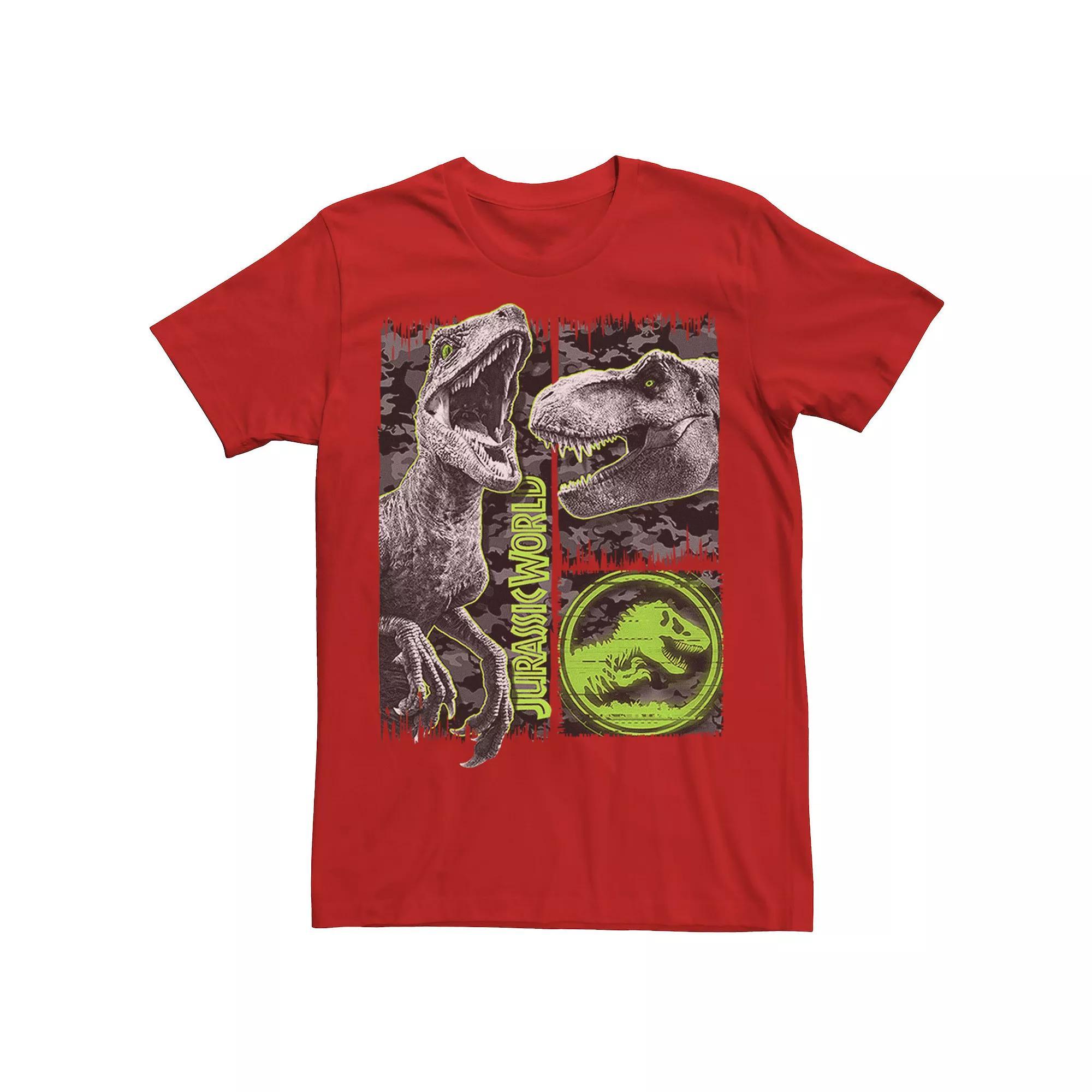 Men's Jurassic World Two Raptor T-Rex Camo Scratch Tee, Size: Small, Athletic Grey Product Image