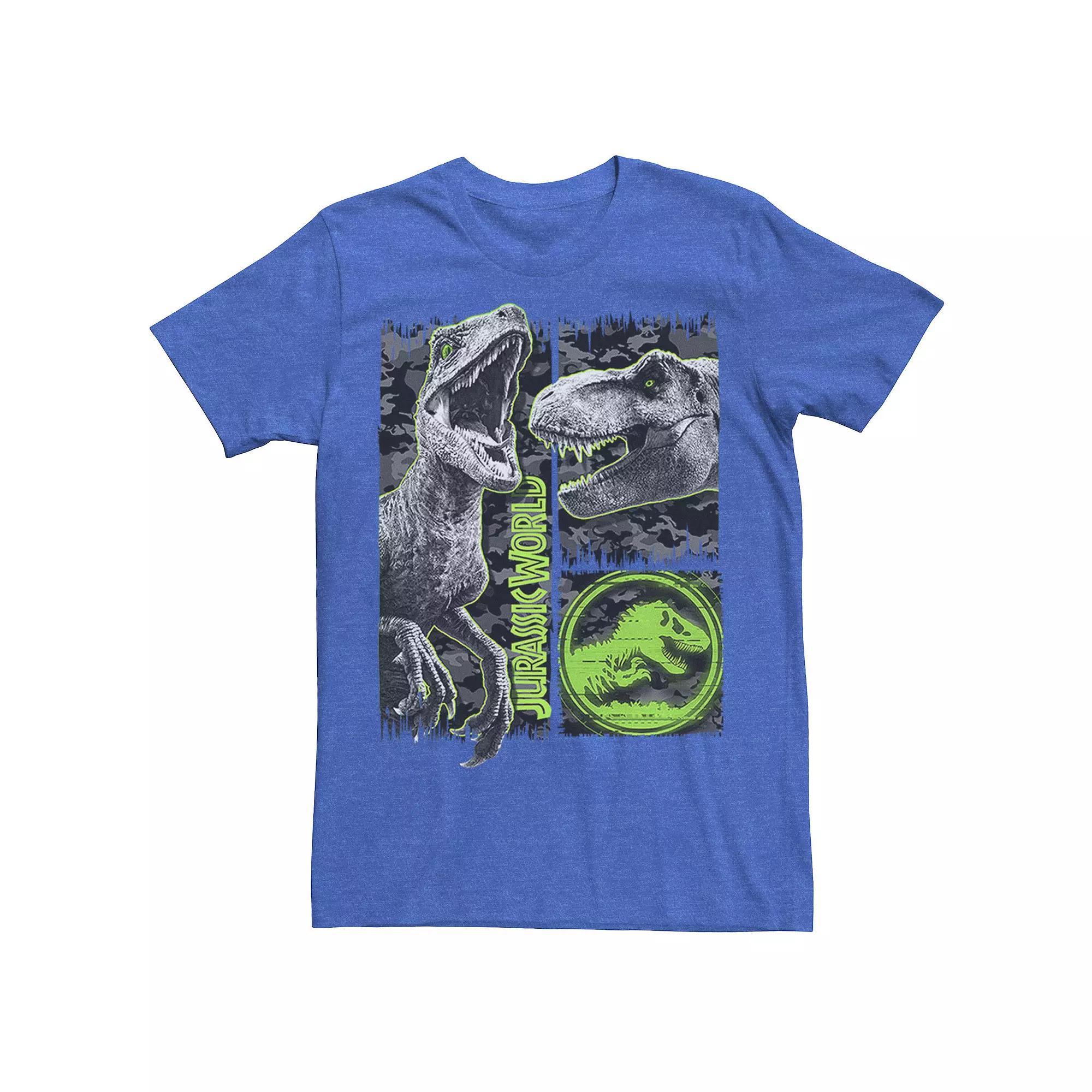 Men's Jurassic World Two Raptor T-Rex Camo Scratch Tee, Size: Small, Athletic Grey Product Image