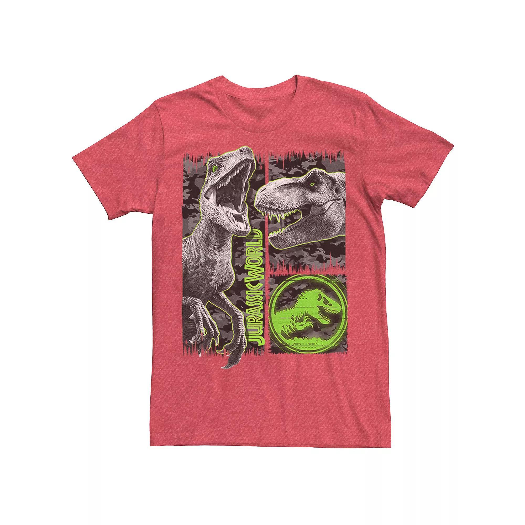 Men's Jurassic World Two Raptor T-Rex Camo Scratch Tee, Size: Small, Athletic Grey Product Image