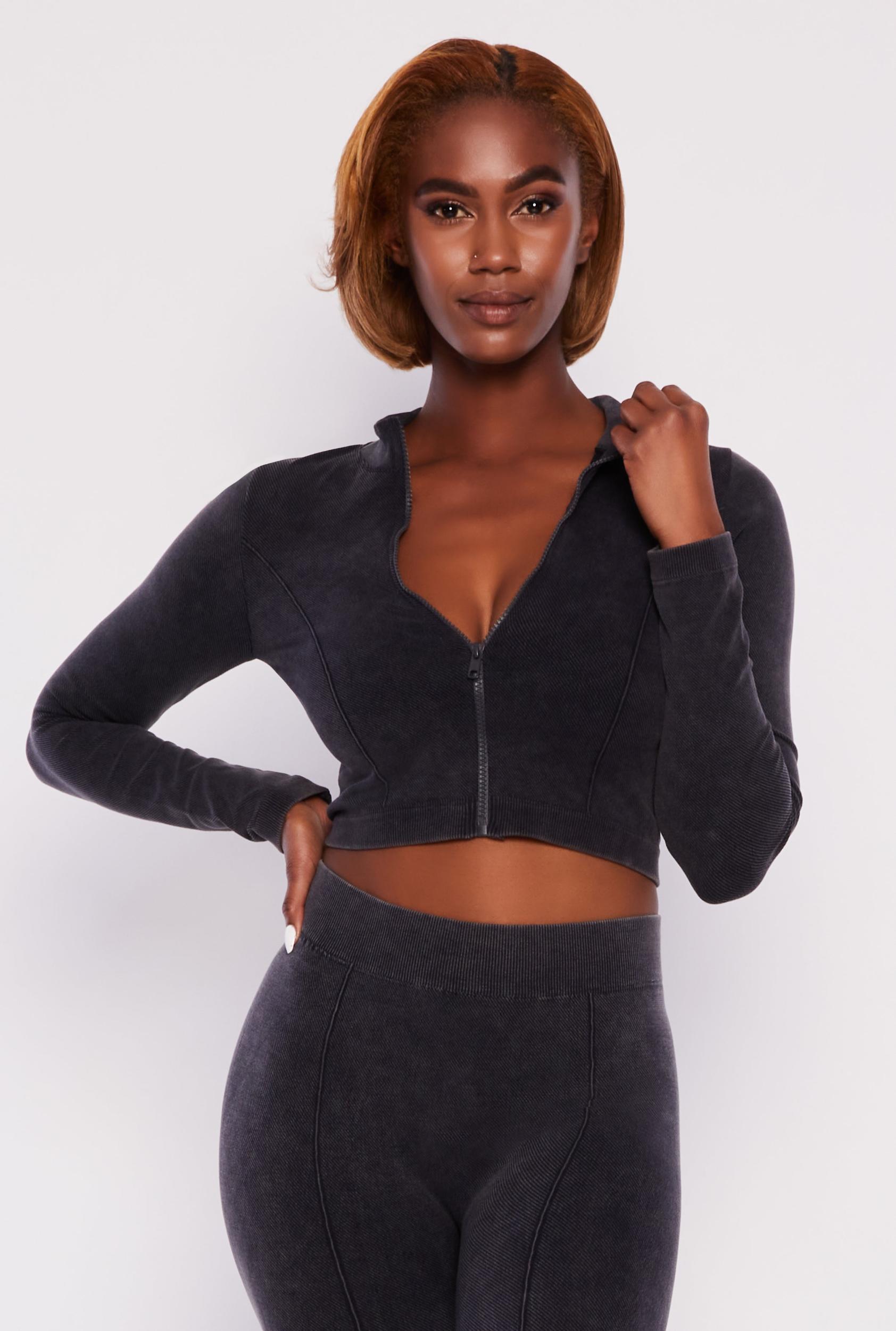Womens Compression Rib Seamless Zip Front Track Jacket Product Image