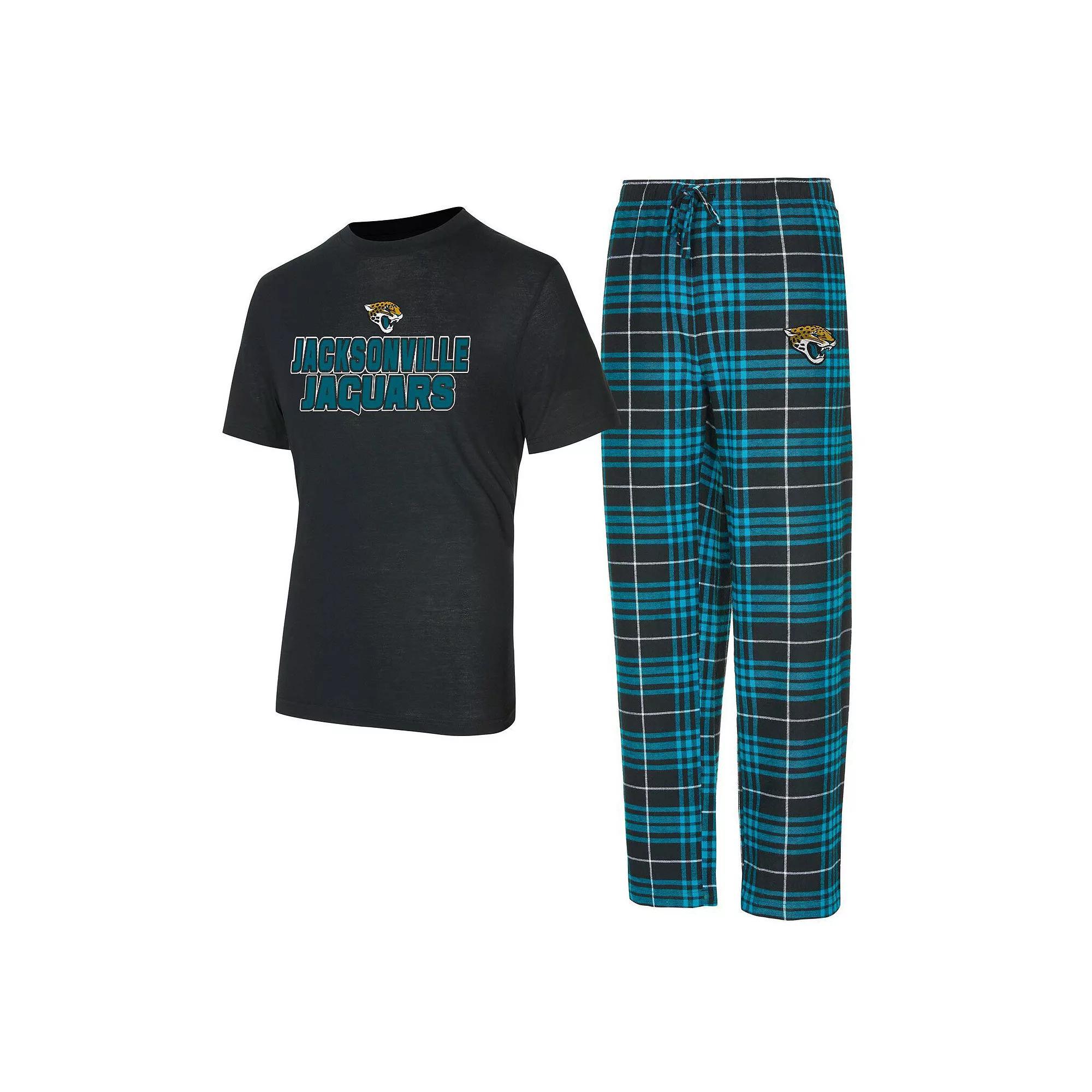 Men's Concepts Sport  Black/Teal Jacksonville Jaguars Vector T-Shirt & Flannel Pants Sleep Set, Size: 2XL Product Image