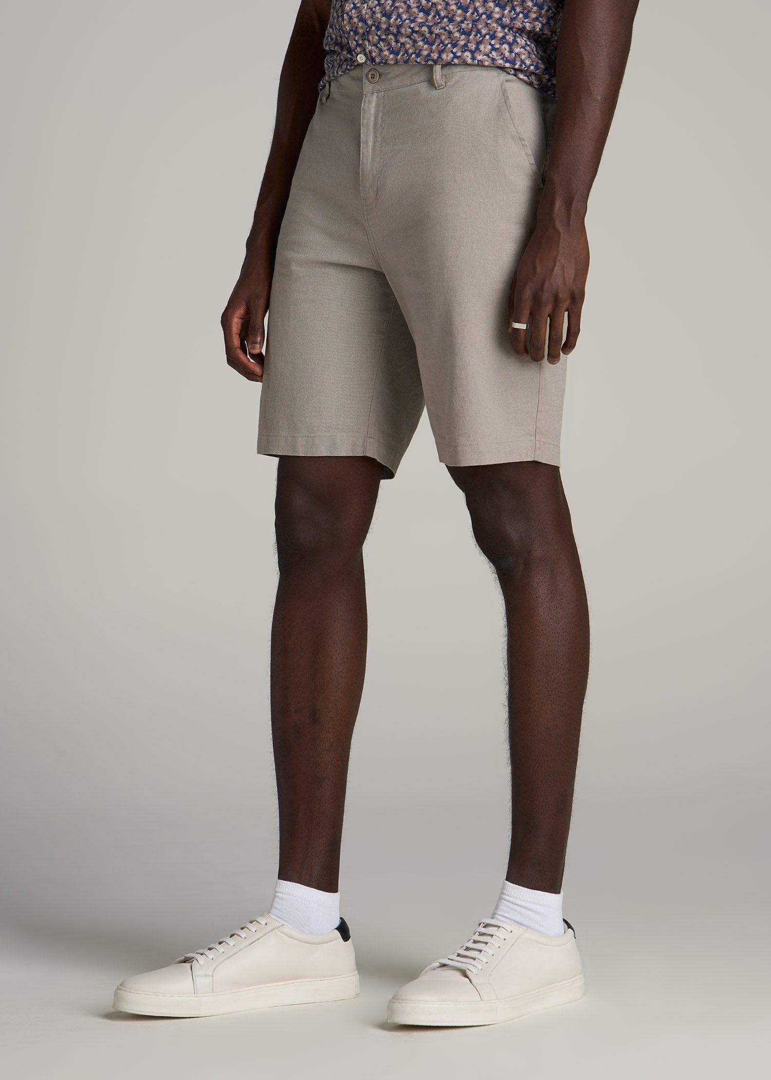 Linen Shorts For Tall Men in Driftwood Brown Product Image