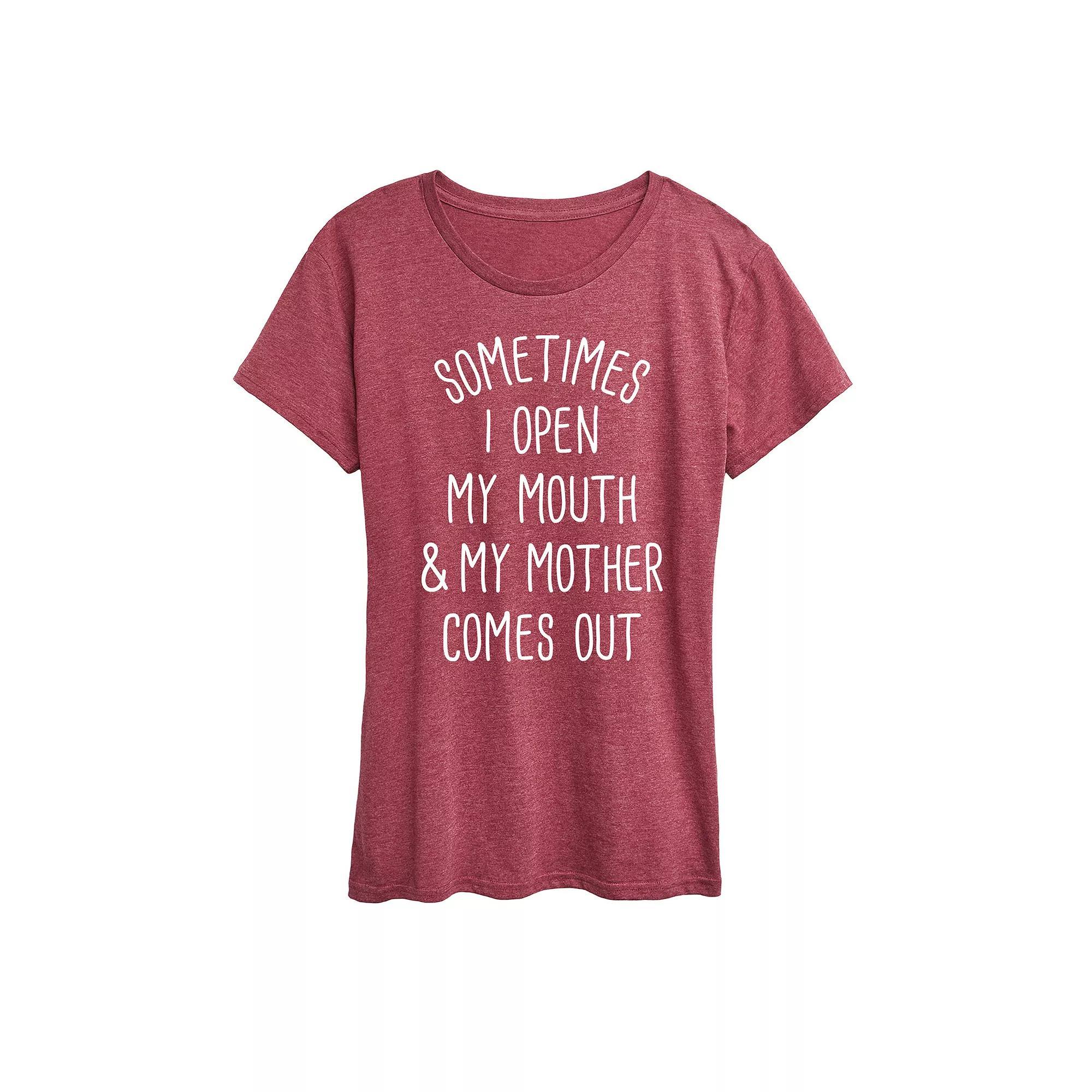 Womens Sometimes I Open My Mouth Mother Graphic Tee Grey Blue Product Image
