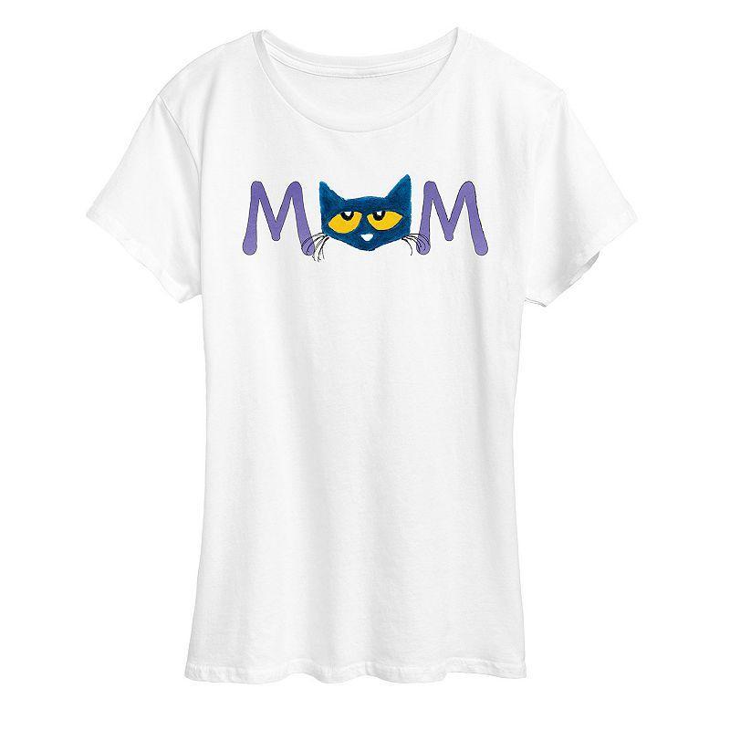 Womens Pete the Cat Face Mom Graphic Tee Product Image