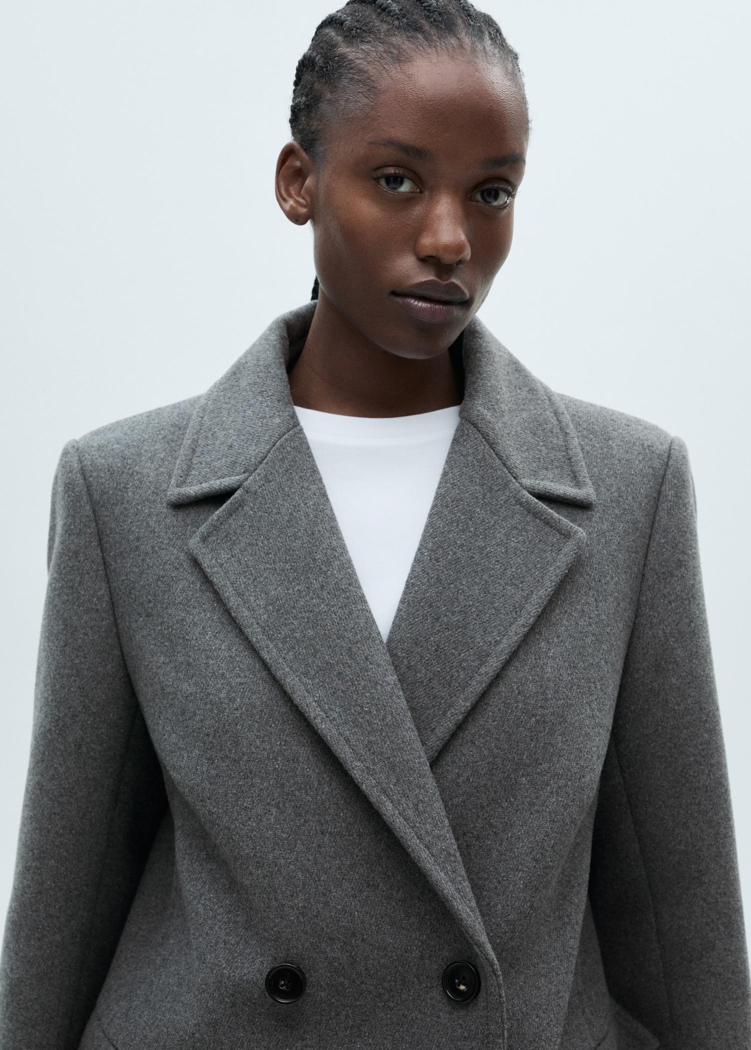 Double-breasted wool midi coat - Women | MANGO USA Product Image