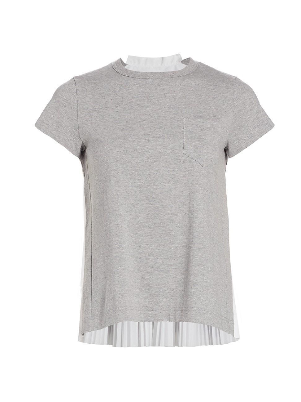 Womens Pleated-Back Cotton Crewneck T-Shirt Product Image
