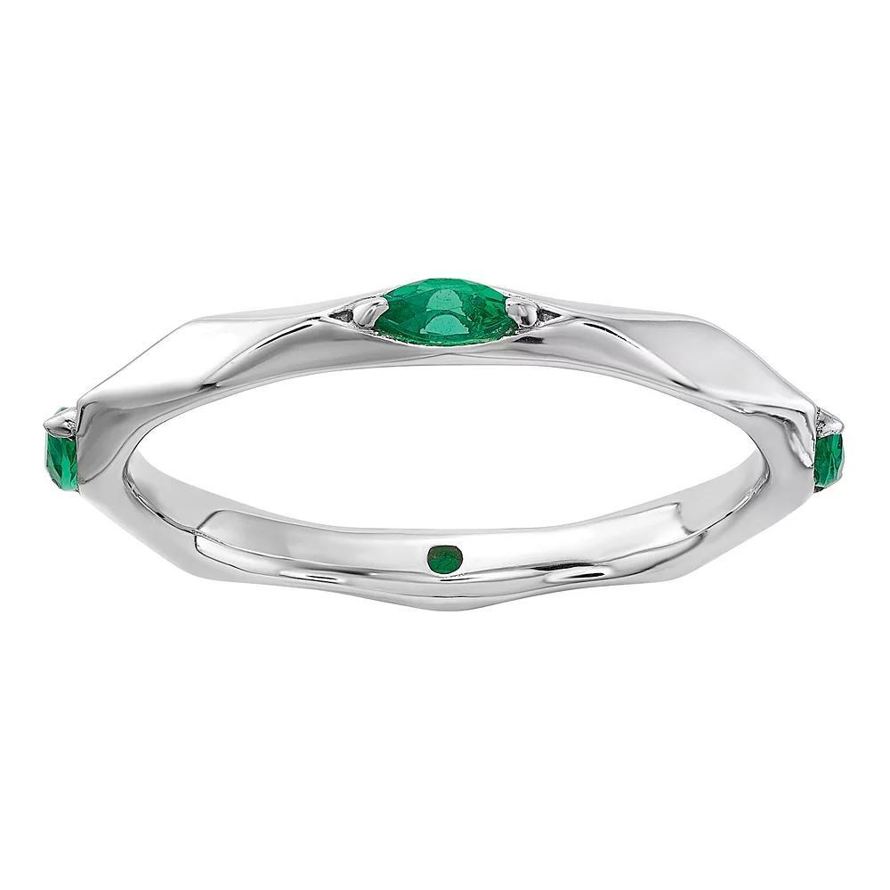 Stacks & Stones Sterling Silver Gemstone Stackable Ring, Women's, Size: 9, Created Green Product Image