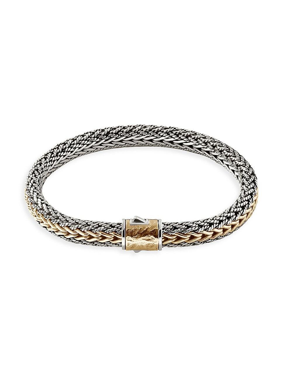 Womens Classic Chain Sterling Silver & 18K Yellow Gold Reversible Bracelet Product Image