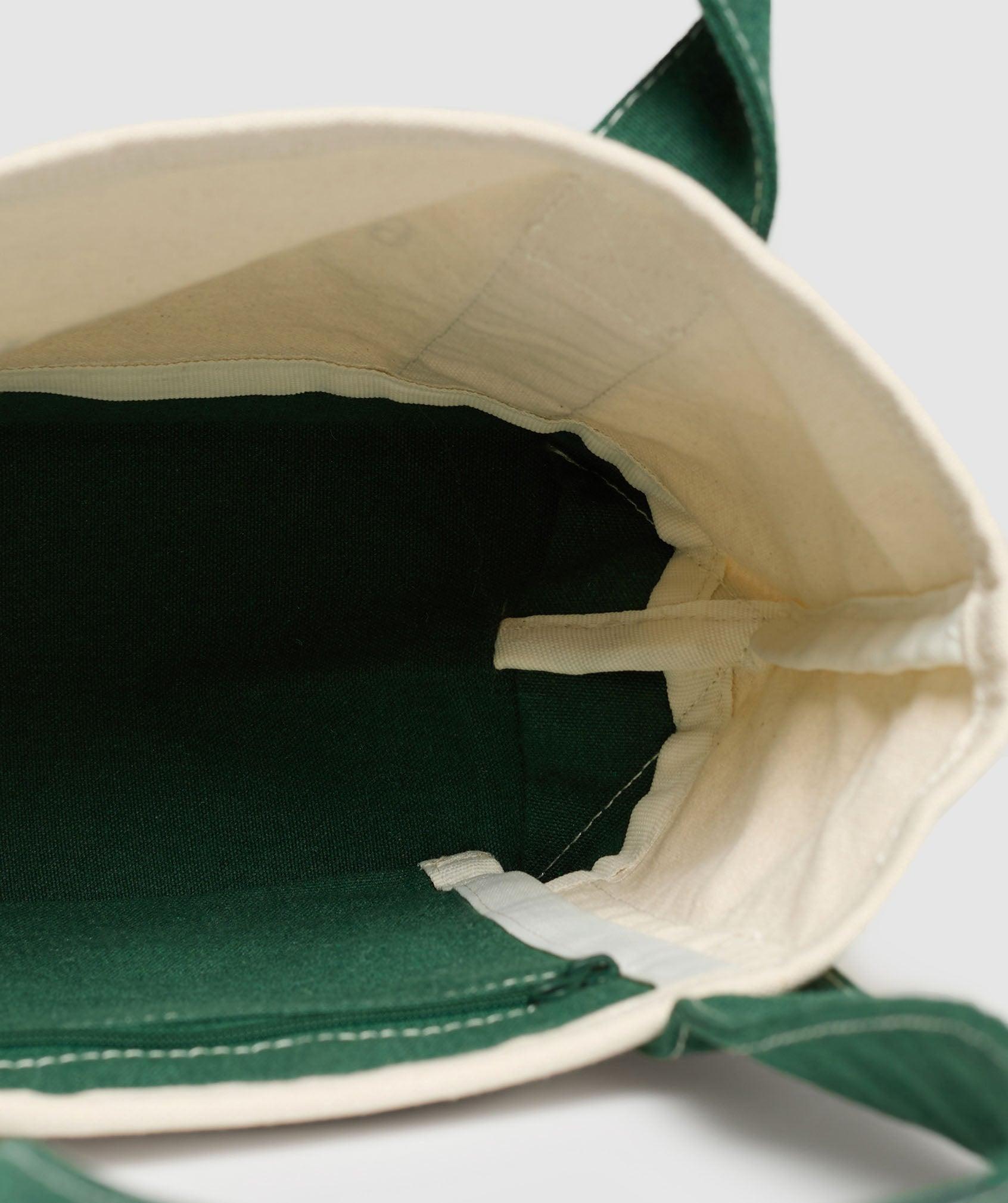 Gymshark Collegiate Mini Tote - Oat White/Classic Green Unisex Product Image