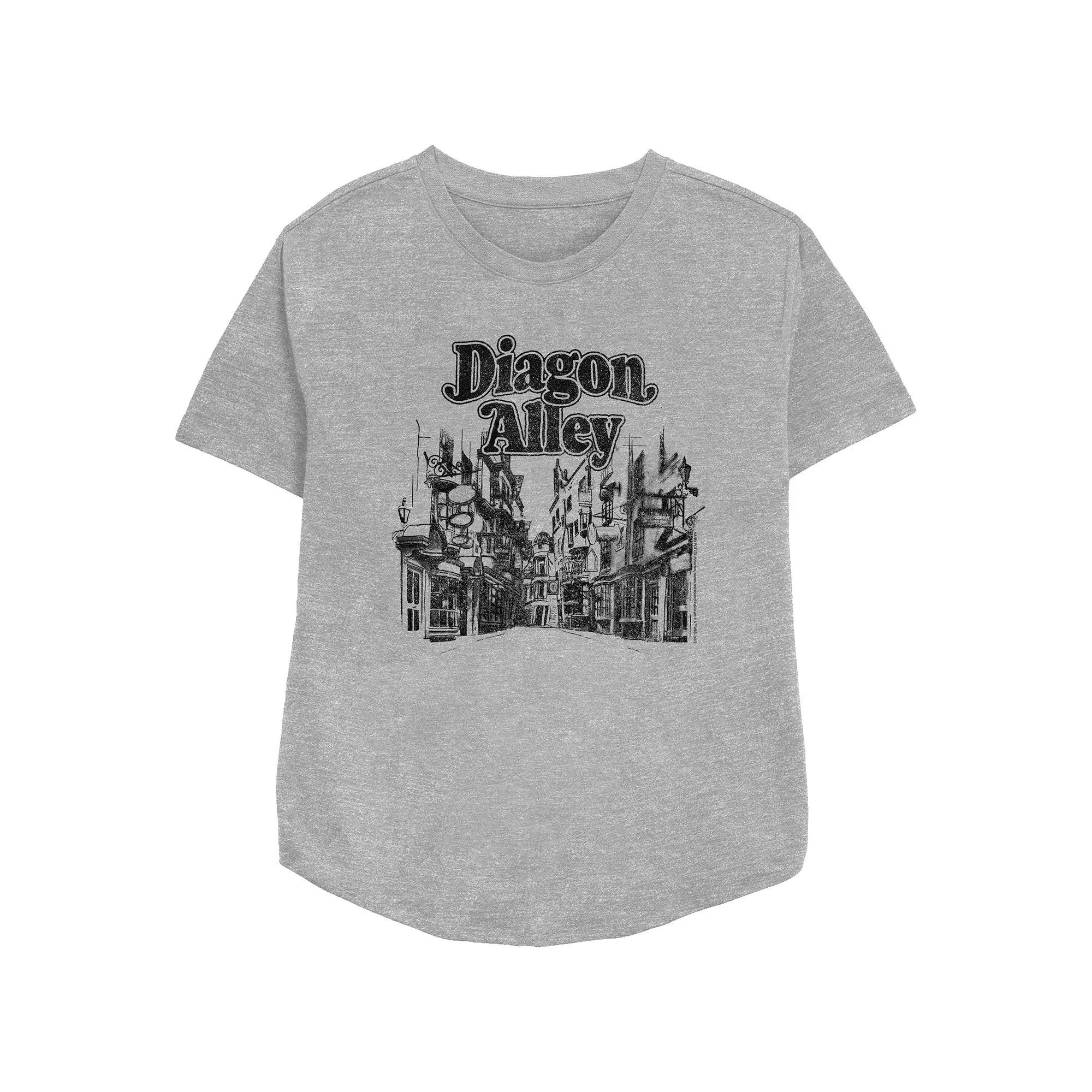 Women's Harry Potter Diagon Alley Relaxed Fit Graphic Tee, Girl's, Size: Large, Athletic Grey Product Image