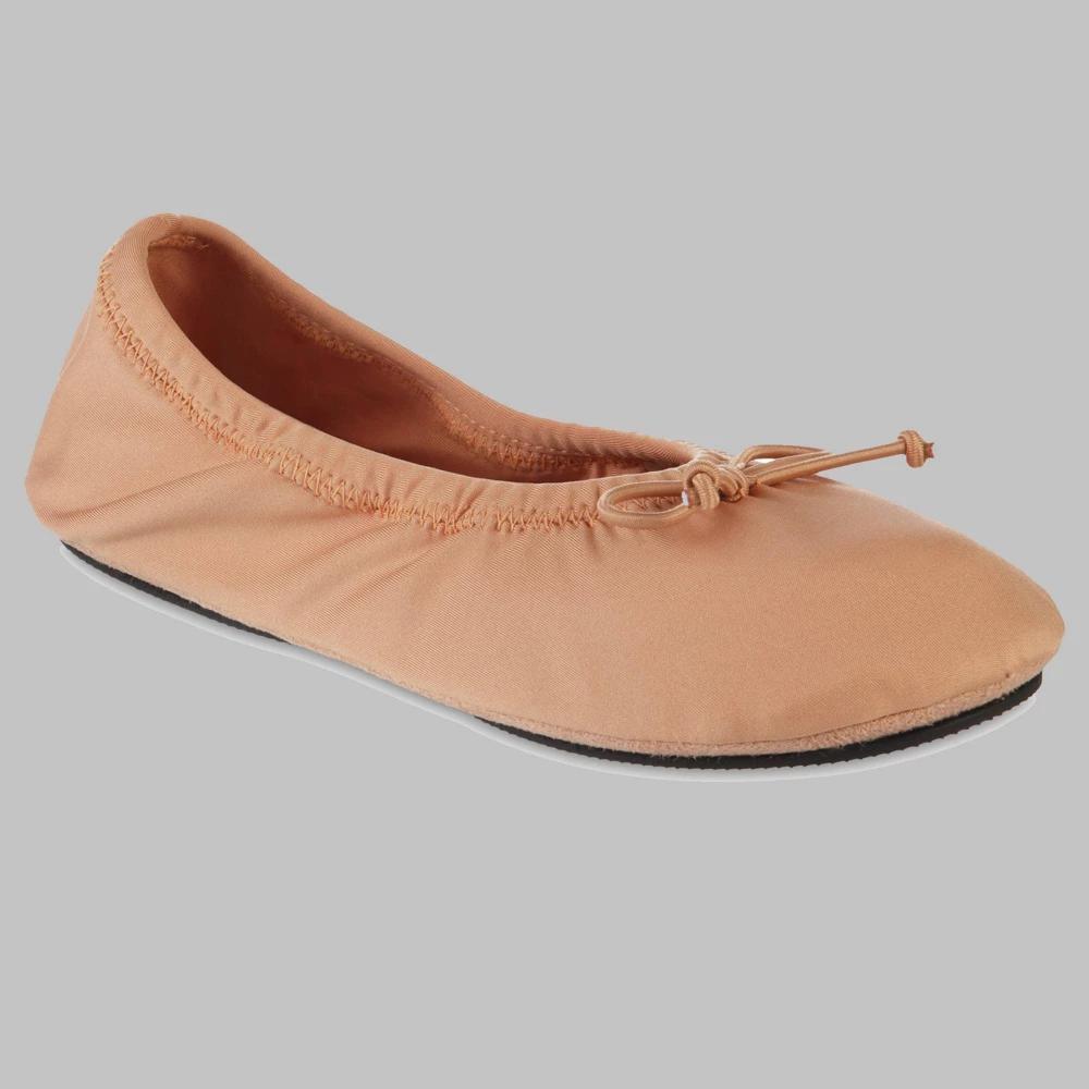 Isotoner Women's Sloan Nude Spandex Ballerina Slippers - Tobacco Brown M Product Image