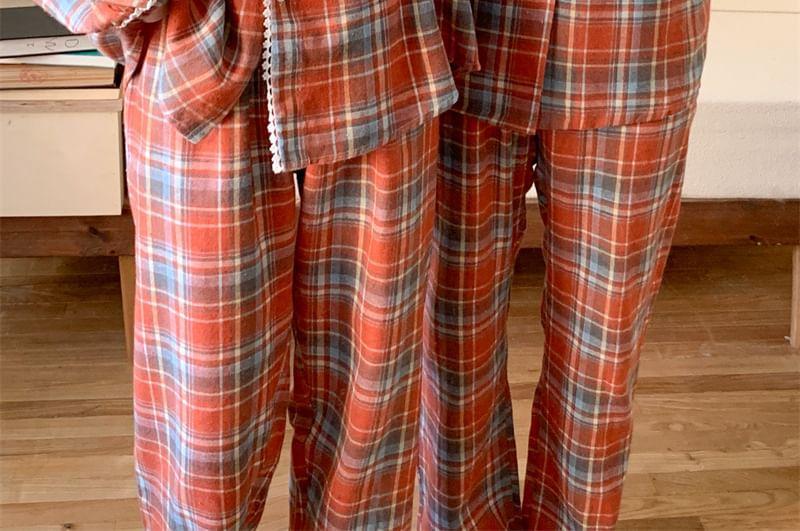 Couple Matching Plaid Pajama Set Product Image