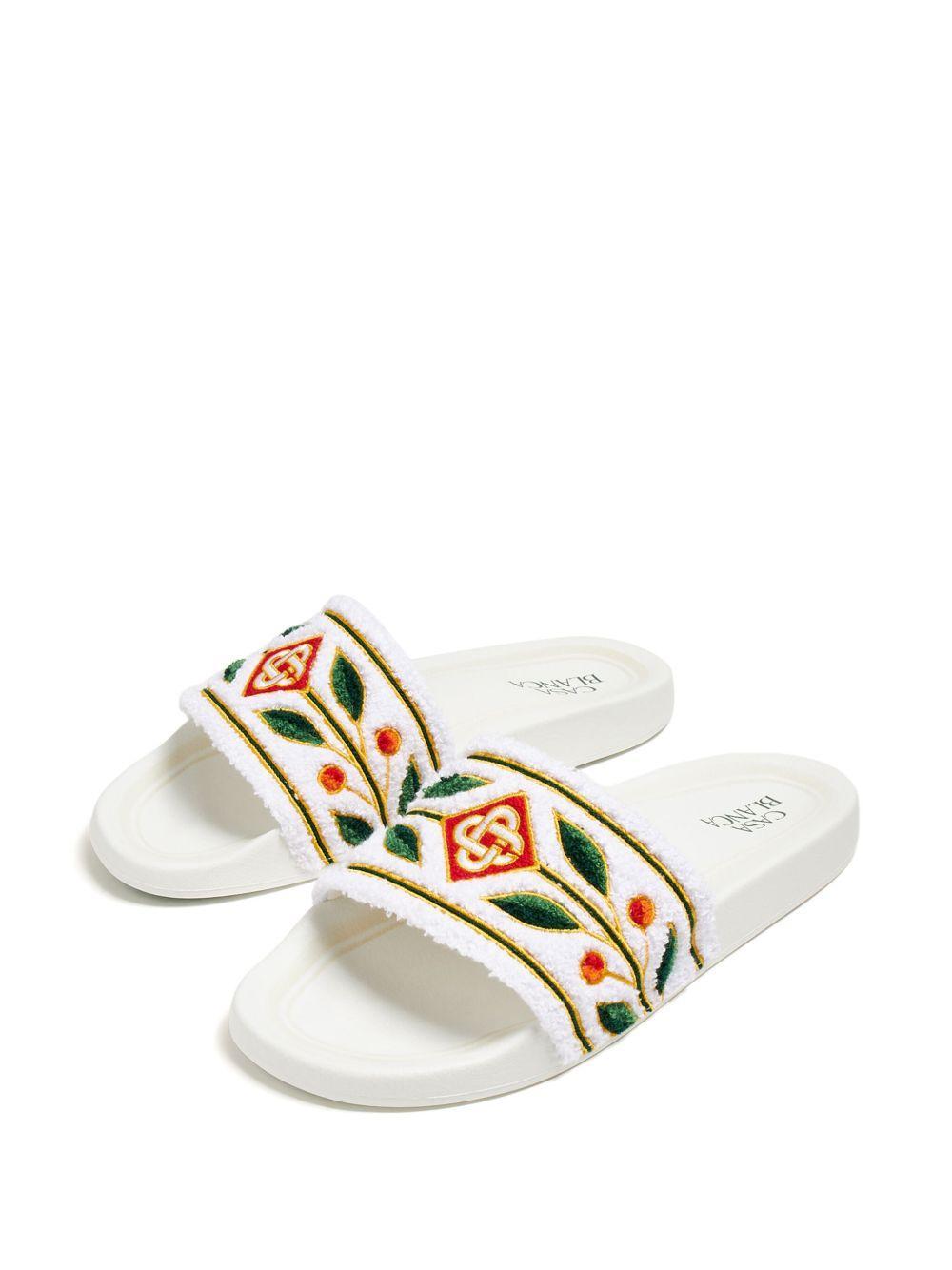 embroidered terry slides Product Image
