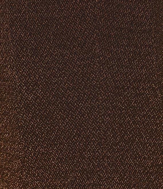Antonio Melani JoJo Metallic Crepe Knit Mock Neck Cap Sleeve Fit and Flare Flounce Mini Dress Product Image