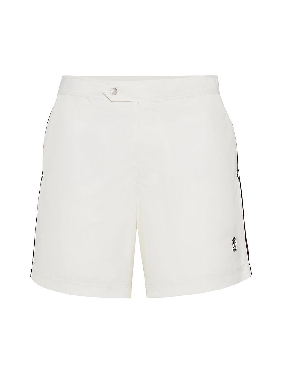 Mens Nylon Swim Shorts with Tabbed Waistband and Piping Product Image