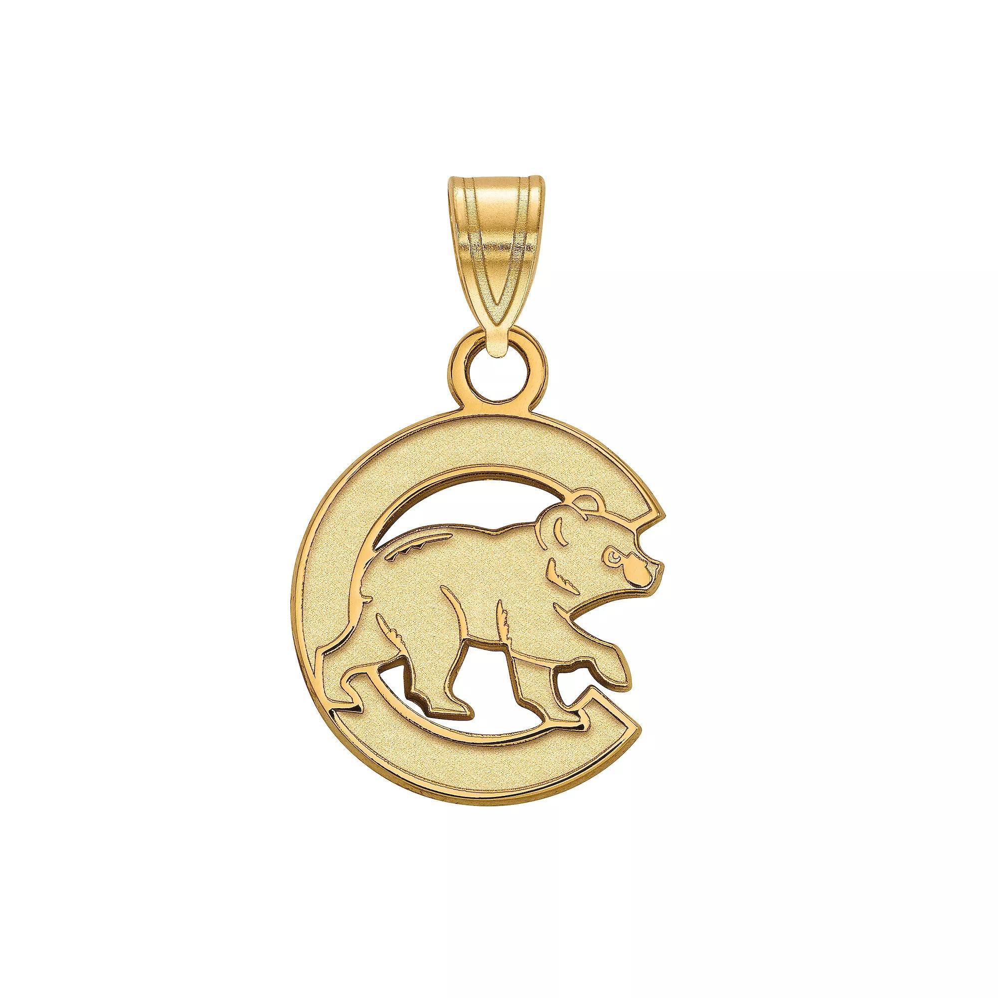 LogoArt Sterling Silver Chicago Cubs Small Walking Bear Pendant, Womens Gold Tone Product Image