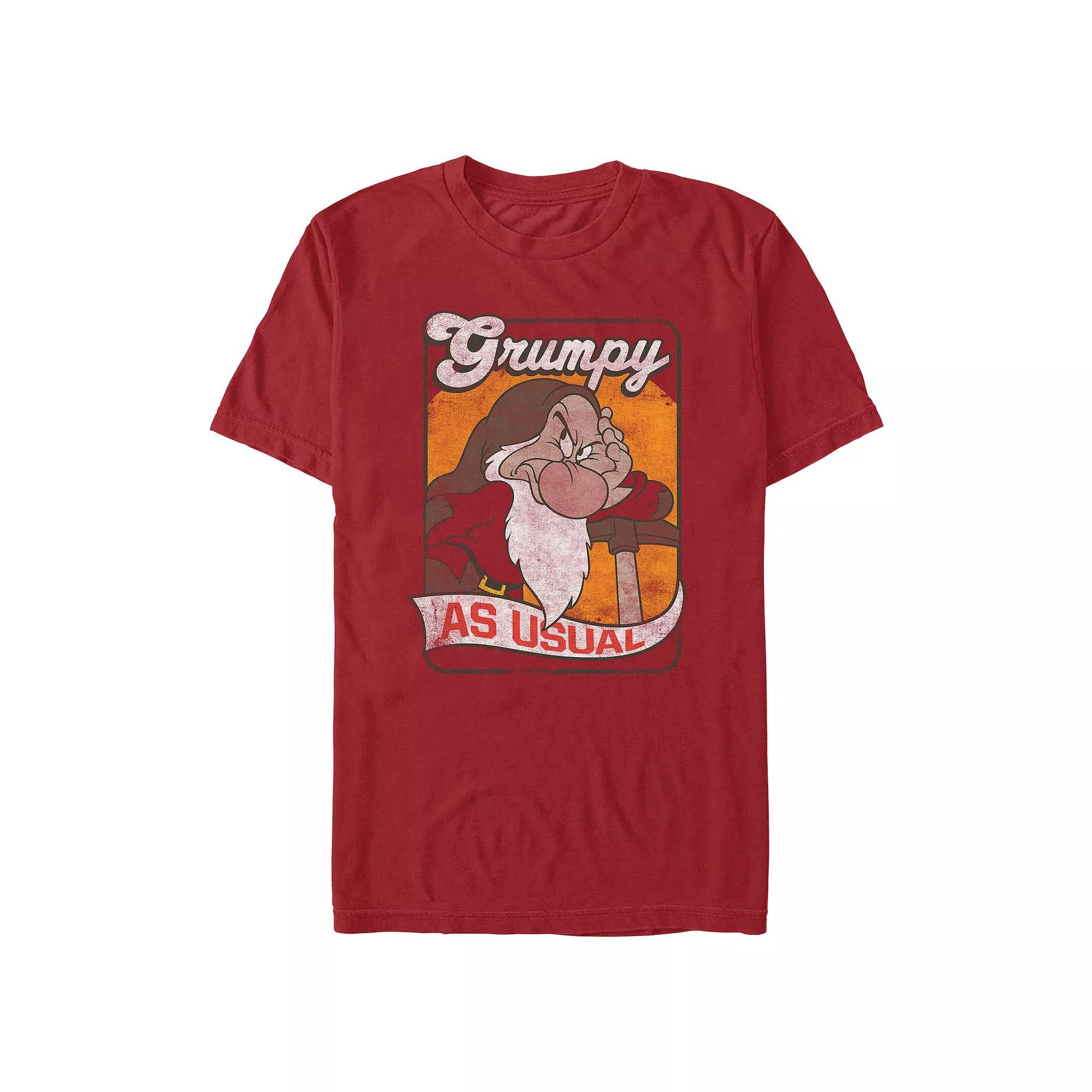 Disney's Snow White Grumpy As Usual Men's Tee, Size: Medium, Red Product Image