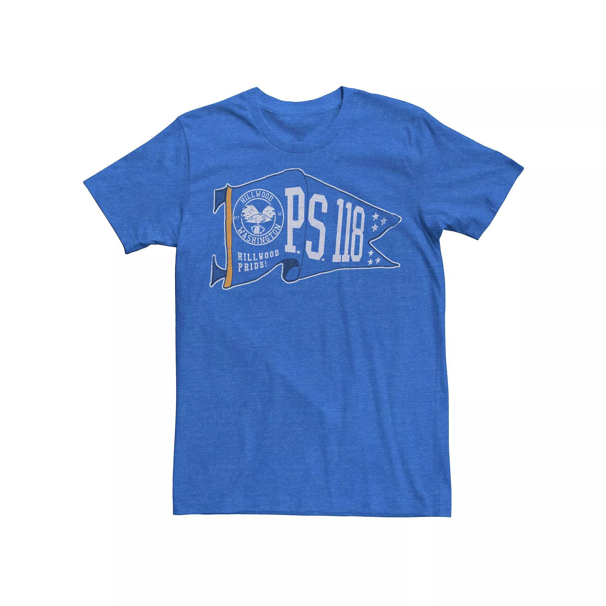 Men's Nickelodeon Hey Arnold PS 118 Waving Pennant Tee, Size: Small, Royal Grey Product Image