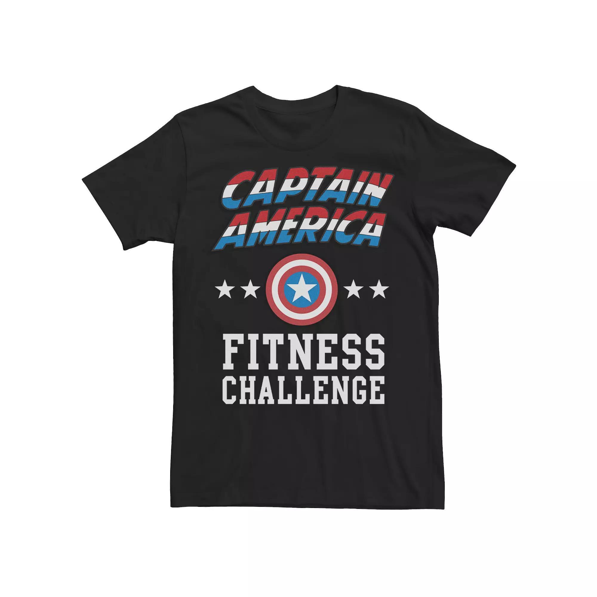 Men's Marvel Captain America Fitness Challenge Weight Lift Tee, Size: XXL, Black Product Image