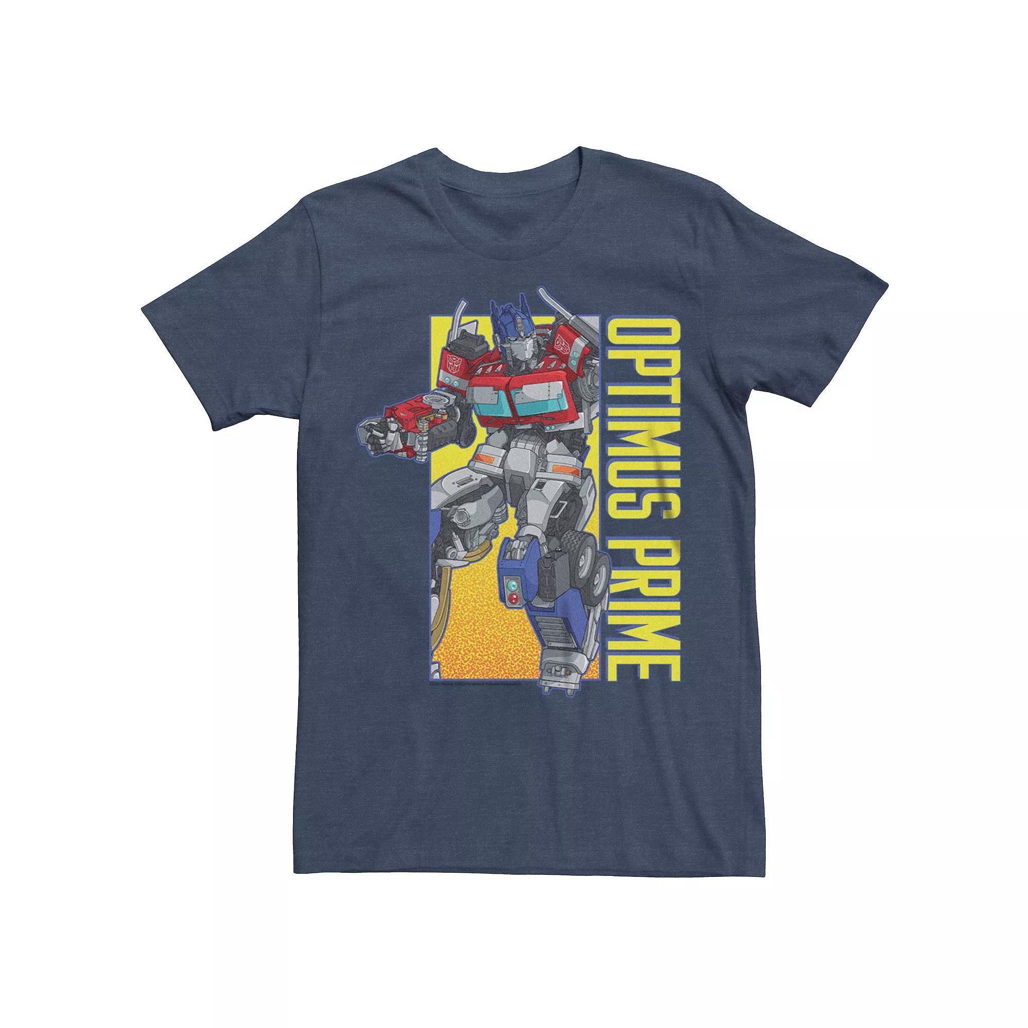 Big & Tall Transformers Rise of the Beasts Optimus Prime Box Graphic Tee, Men's, Size: Large Tall, Navy Grey Product Image