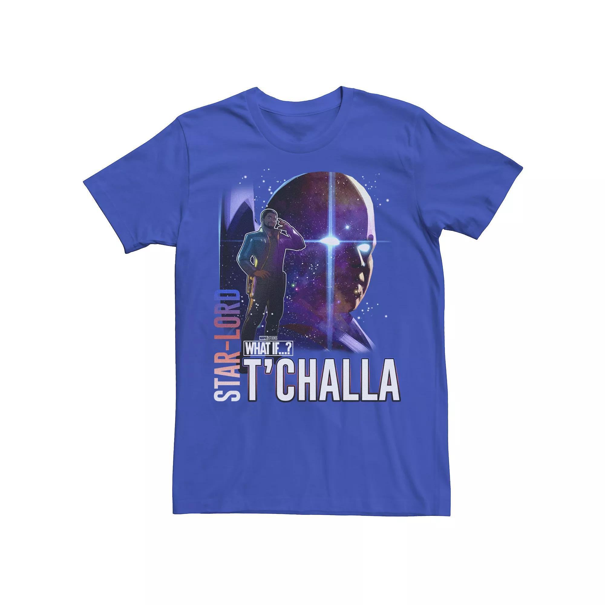 Men's Marvel What If Star Lord T'Challa and Watcher Poster Tee, Size: XS, Blue Product Image