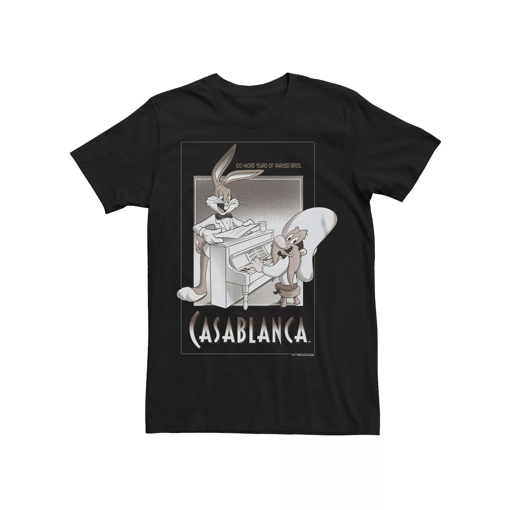 Men's Looney Tunes Bugs And Yosemite Sam Casablanca Piano Graphic Tee, Size: Large, Black Product Image