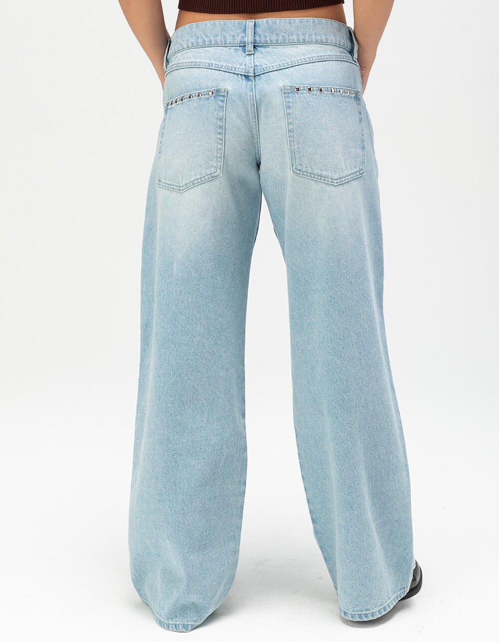 WEST OF MELROSE Low Rise Studded Womens Loose Jeans Product Image