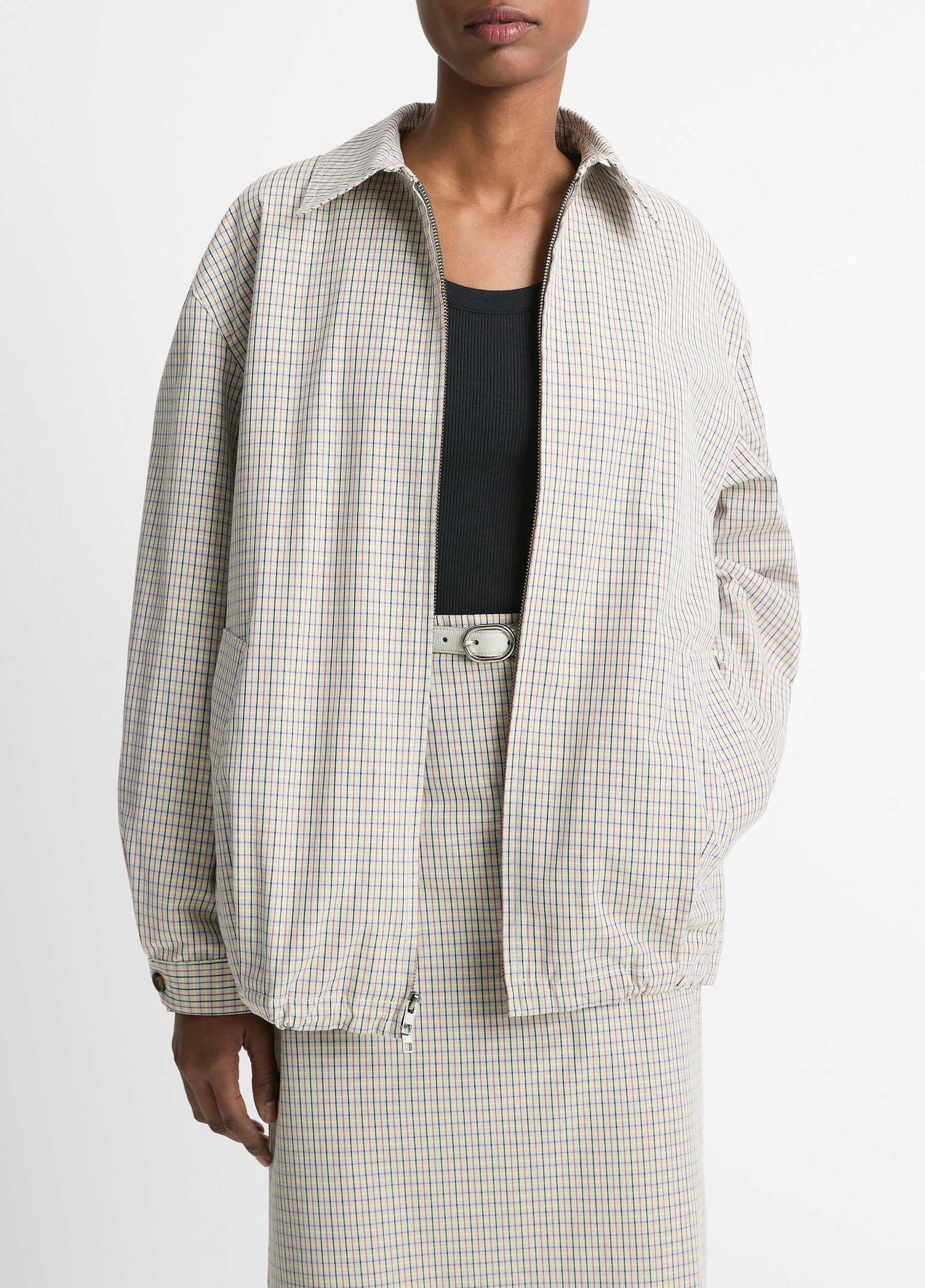 Gardener's Check Cotton Oversized Bomber Jacket Product Image