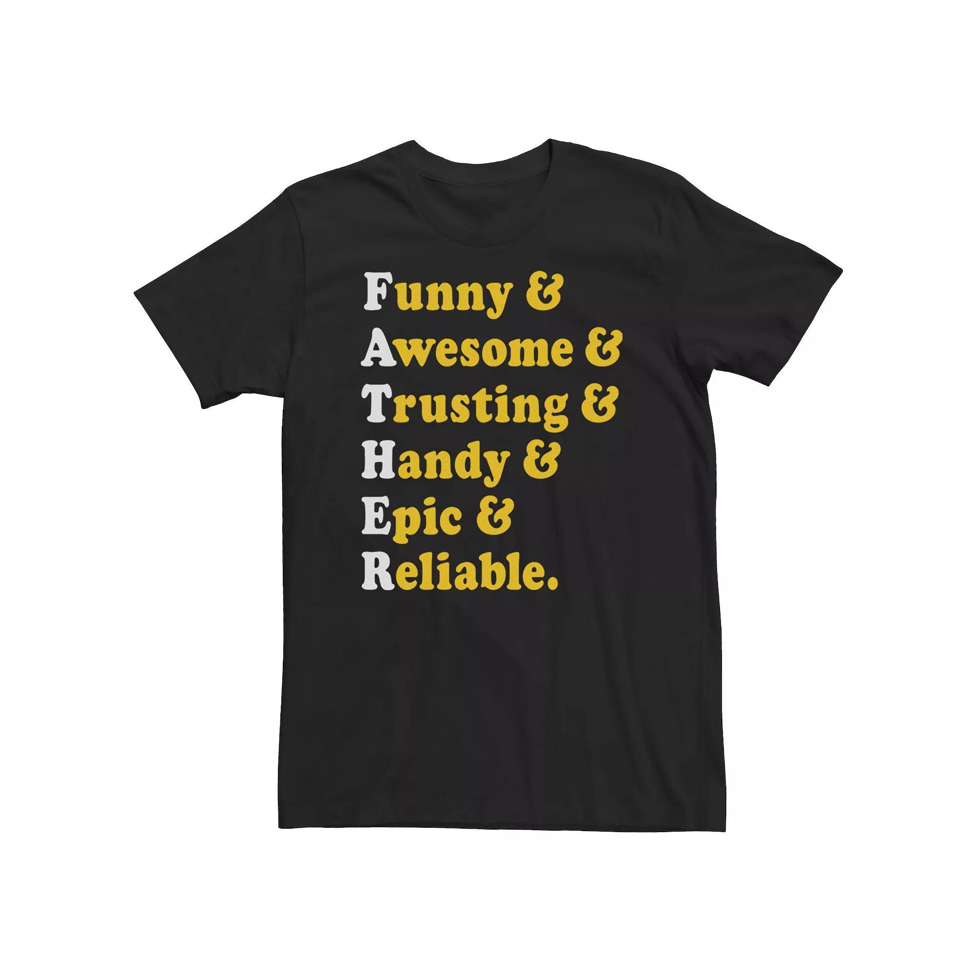 Big & Tall Father's Day Attributes Word Stack Tee, Men's, Size: Large Tall, Black Product Image
