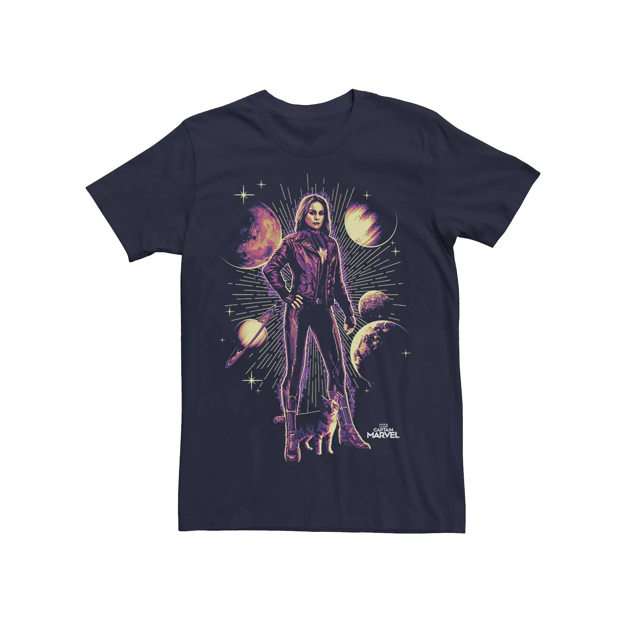 Men's Marvel Captain Marvel Planet Portrait Tee, Size: Medium, Blue Product Image