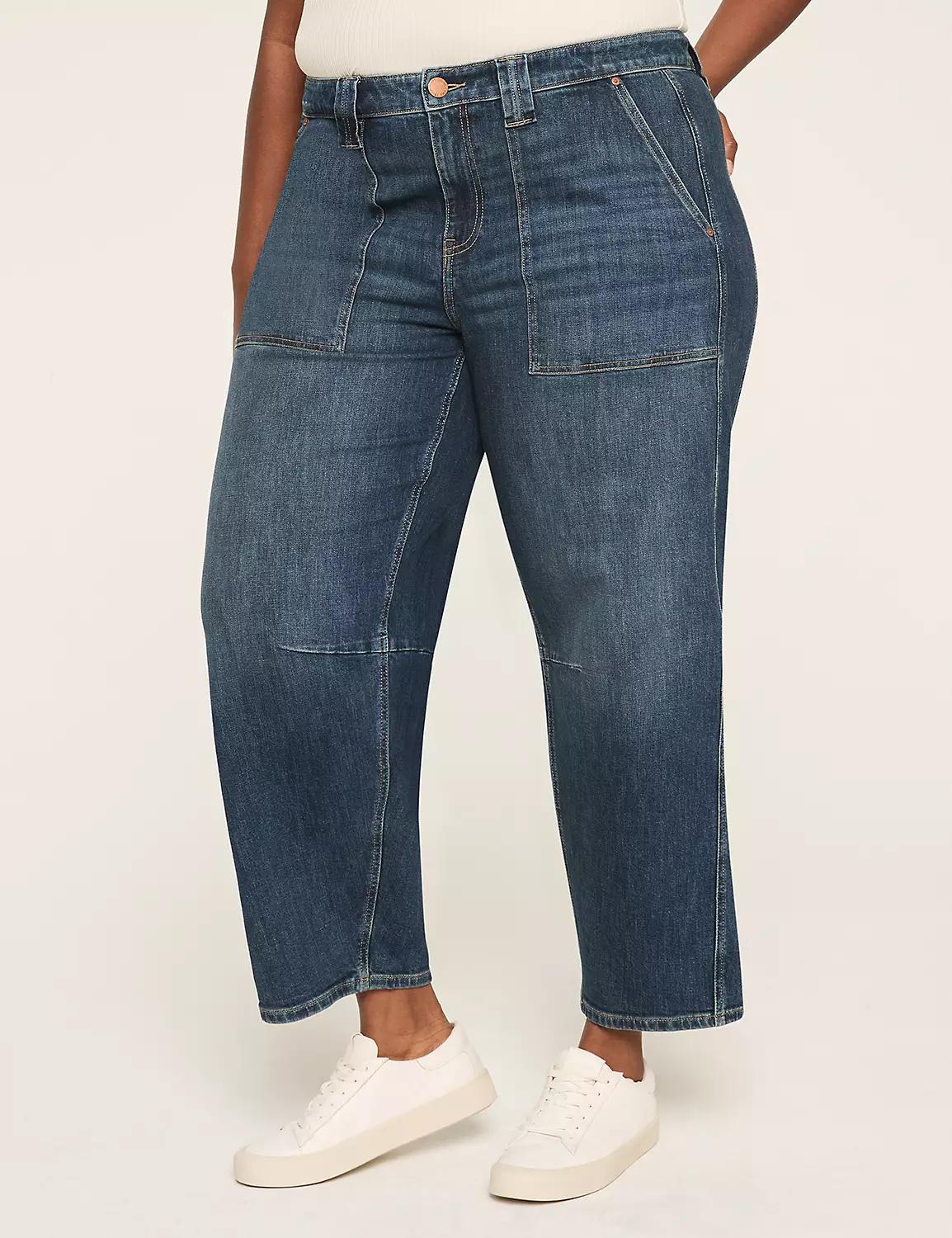 High-Rise Patch-Pocket Barrel Jean Product Image