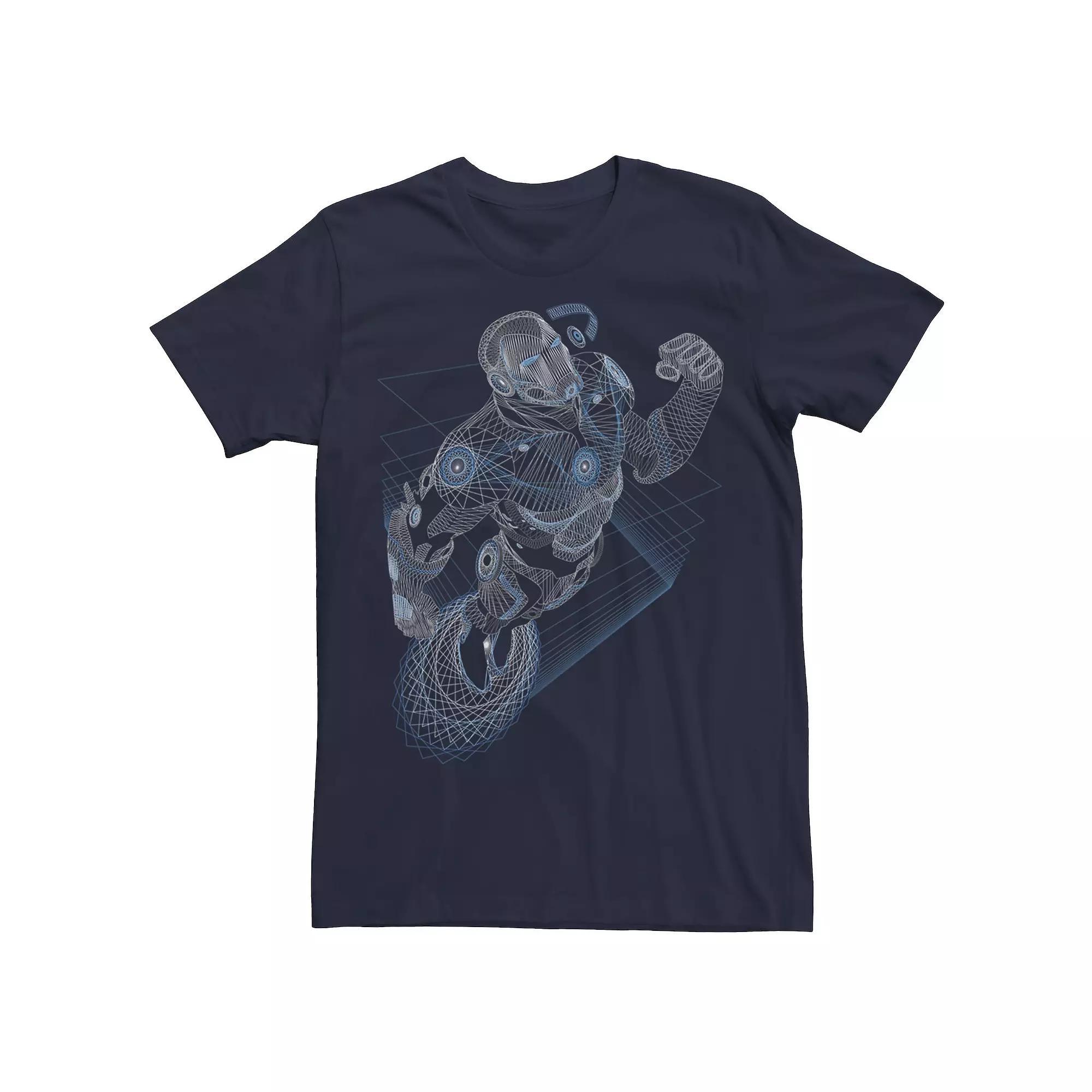 Mens Marvel Iron Man Schematics Portrait Tee Blue Product Image