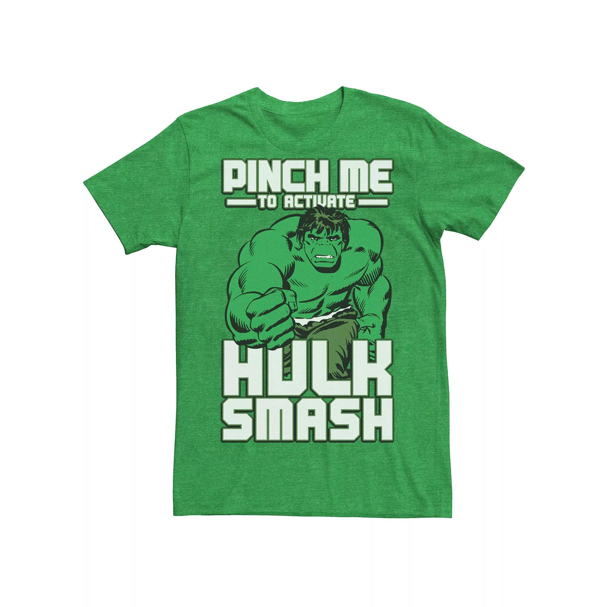 Men's Marvel Hulk Smash Pinch St. Patricks Tee, Size: Small, Kelly Grey Product Image