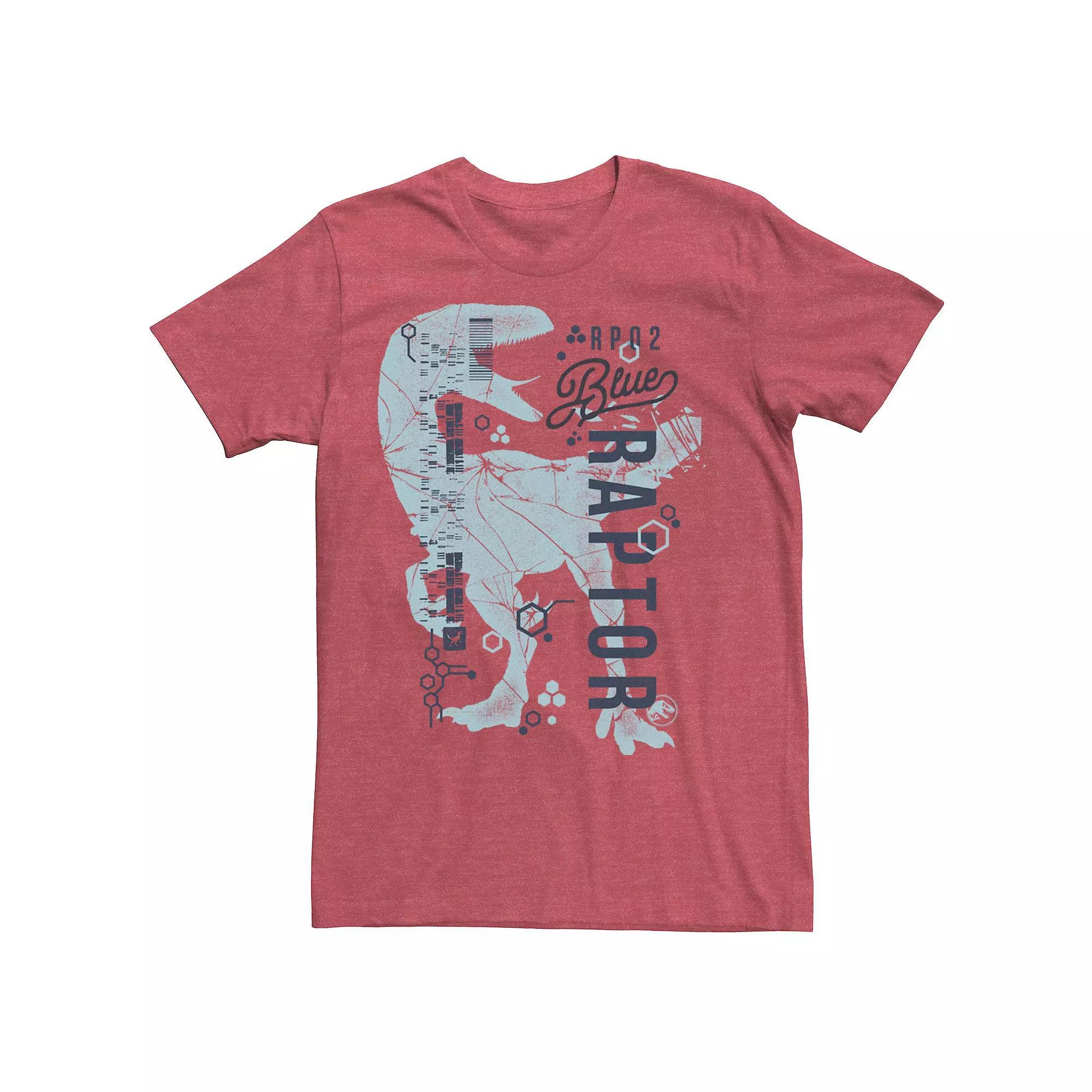 Men's Jurassic World Two Blue Raptor DNA Code Silhouette Tee, Size: 3XL, Royal Product Image