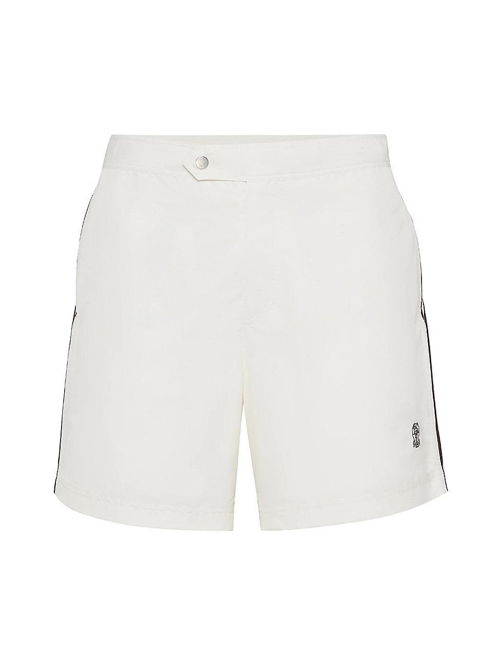 Mens Nylon Swim Shorts with Tabbed Waistband and Piping Product Image