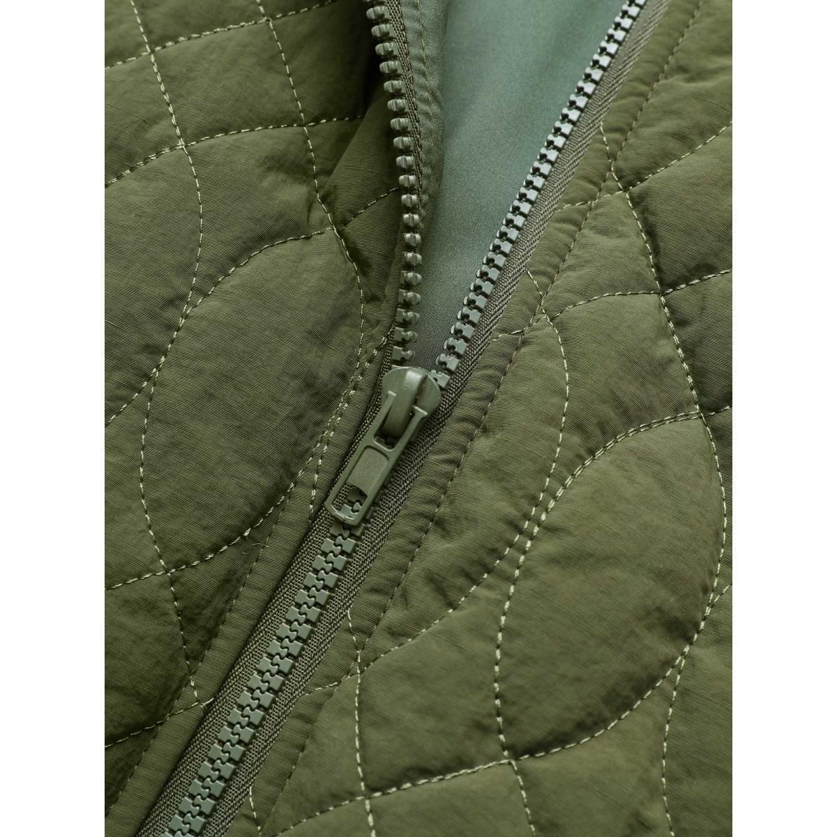 Plus Size Solid Pocket Texture Lined Quilted Jacket Women ArmyGreen Elastic cuffs Pocket Dailywear Jackets BloomChic 14-16/1X Product Image