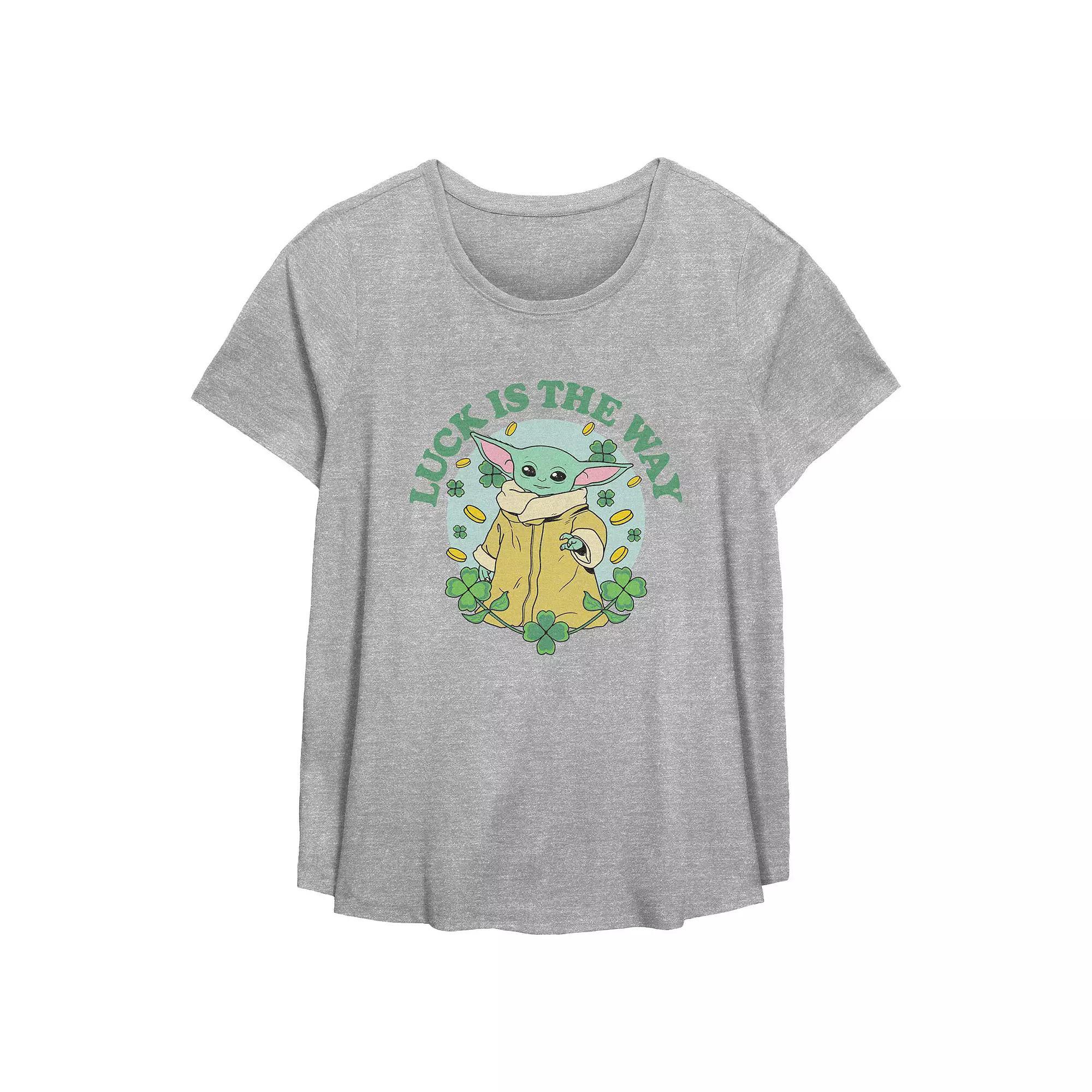 Plus Size Star Wars The Mandalorian The Child Luck Is The Way Flowy Graphic Tee, Women's, Size: 4XL, Grey Gray Product Image