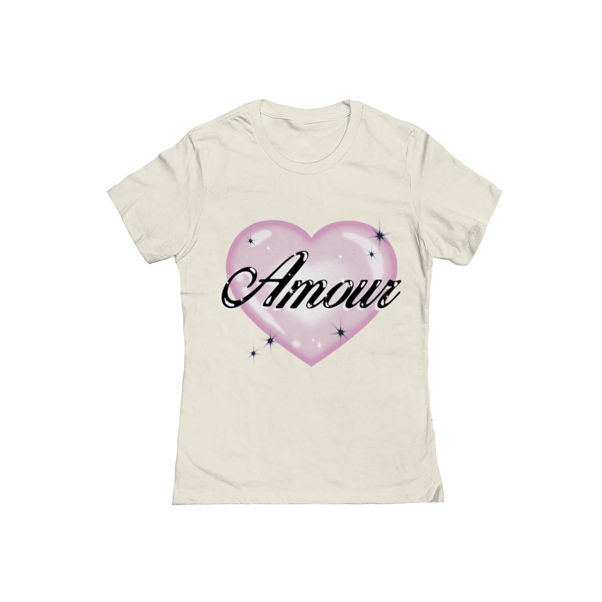 Juniors Airbrush Heart Valentines Day Graphic Tee, Womens Product Image