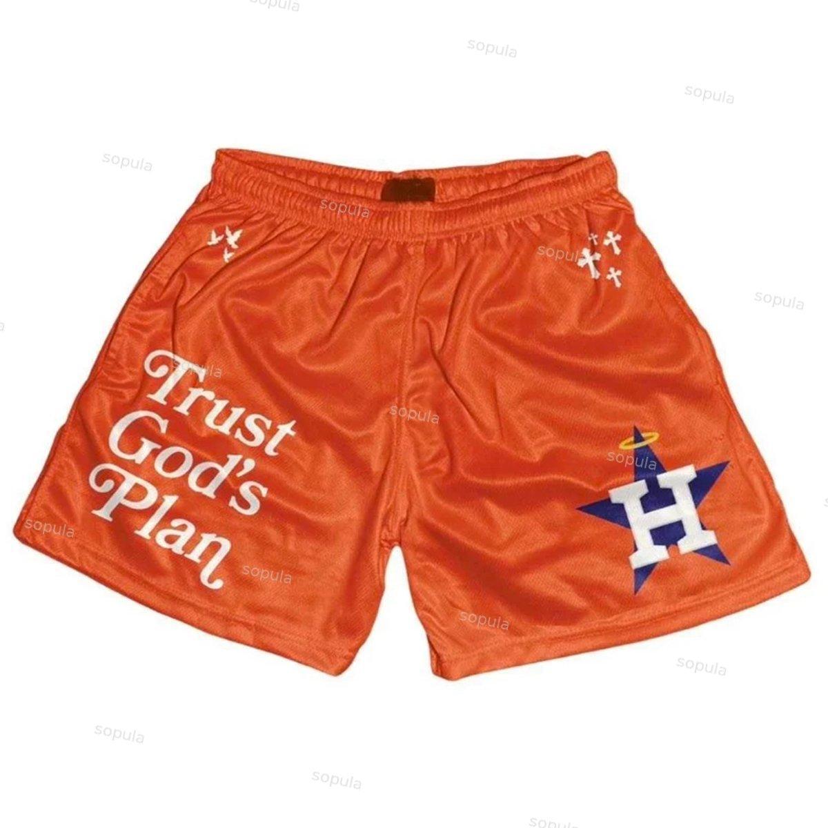Trust God's Plan Graphic Print Mesh Shorts Product Image