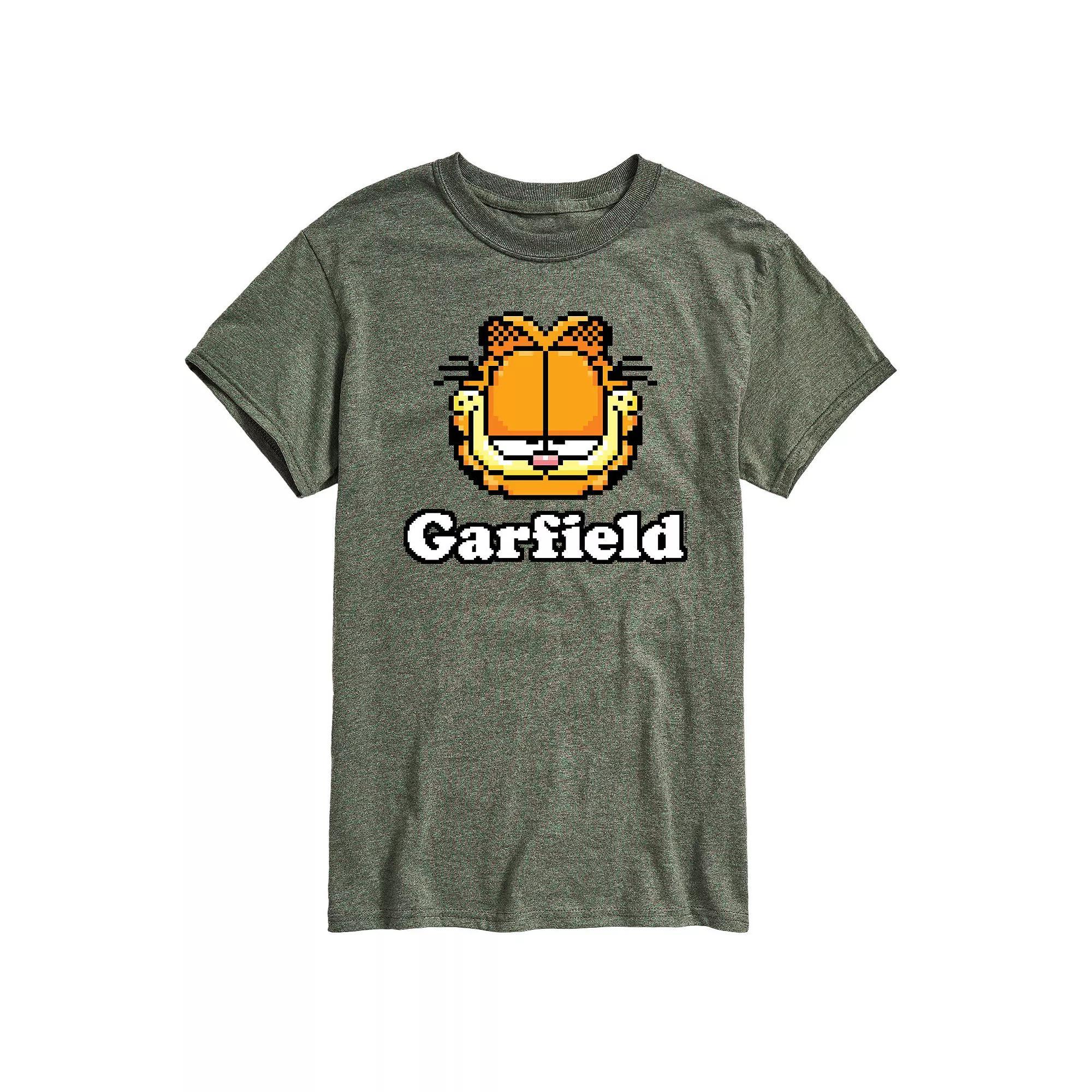 Mens Garfield Video Game Garfield Logo Graphic Tee Grey Gray Product Image