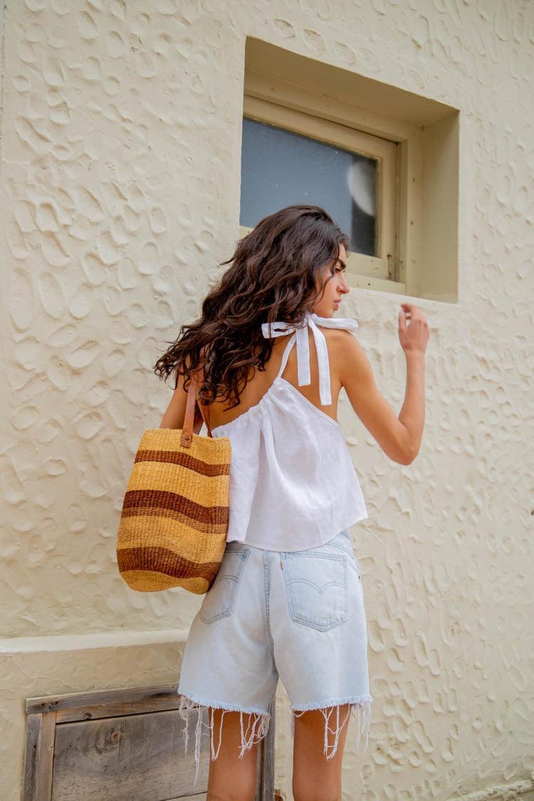Slow Living Linen Top White Product Image