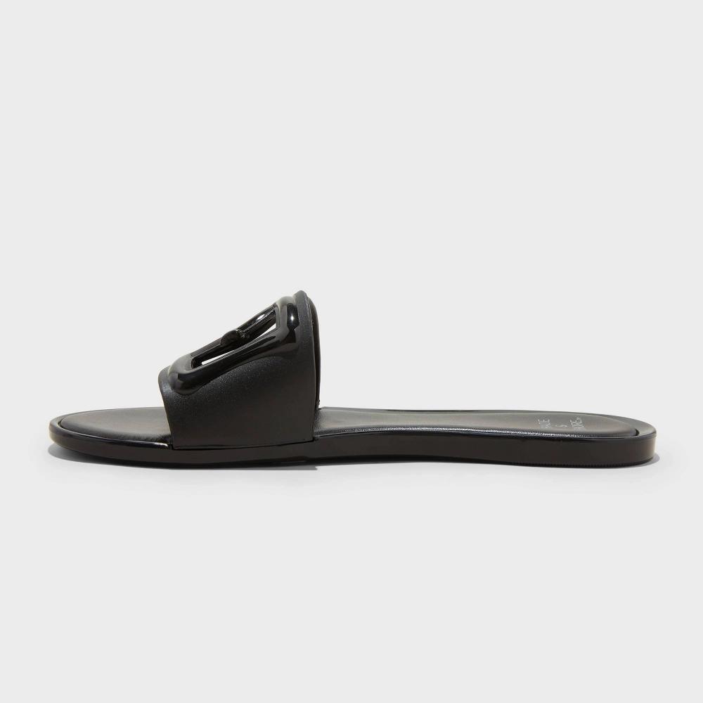 Women's Dove Cut Out Slide Sandals - Shade & Shore™ Black 8: Slip On, Open Toe, Textured Sole Product Image